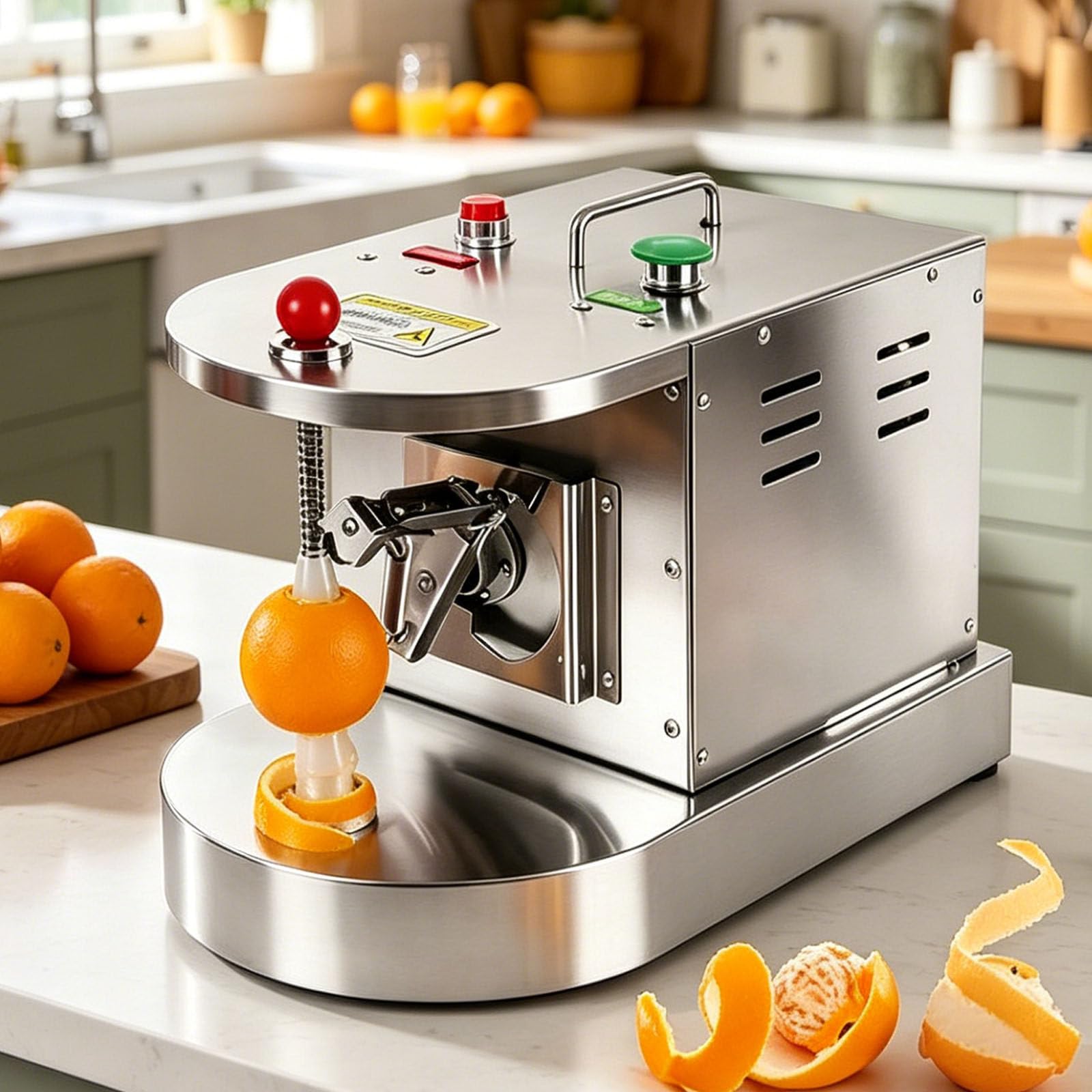 Drmoxin Commercial Fruit Vegetables Peeling Machine,Full-Automatic Lemon Orange Peeler with Height & Distance Adjustable, Peaches Kiwis Mangoes Skin Remover Tool