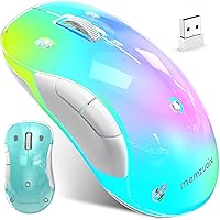 Vista 1 de memzuoix 2.4G LED Wireless Mouse, Rechargeable Ergonomic Mouse with Detachable Cover, 1400 DPI Portable Optical Computer Mouse with USB Receiver for