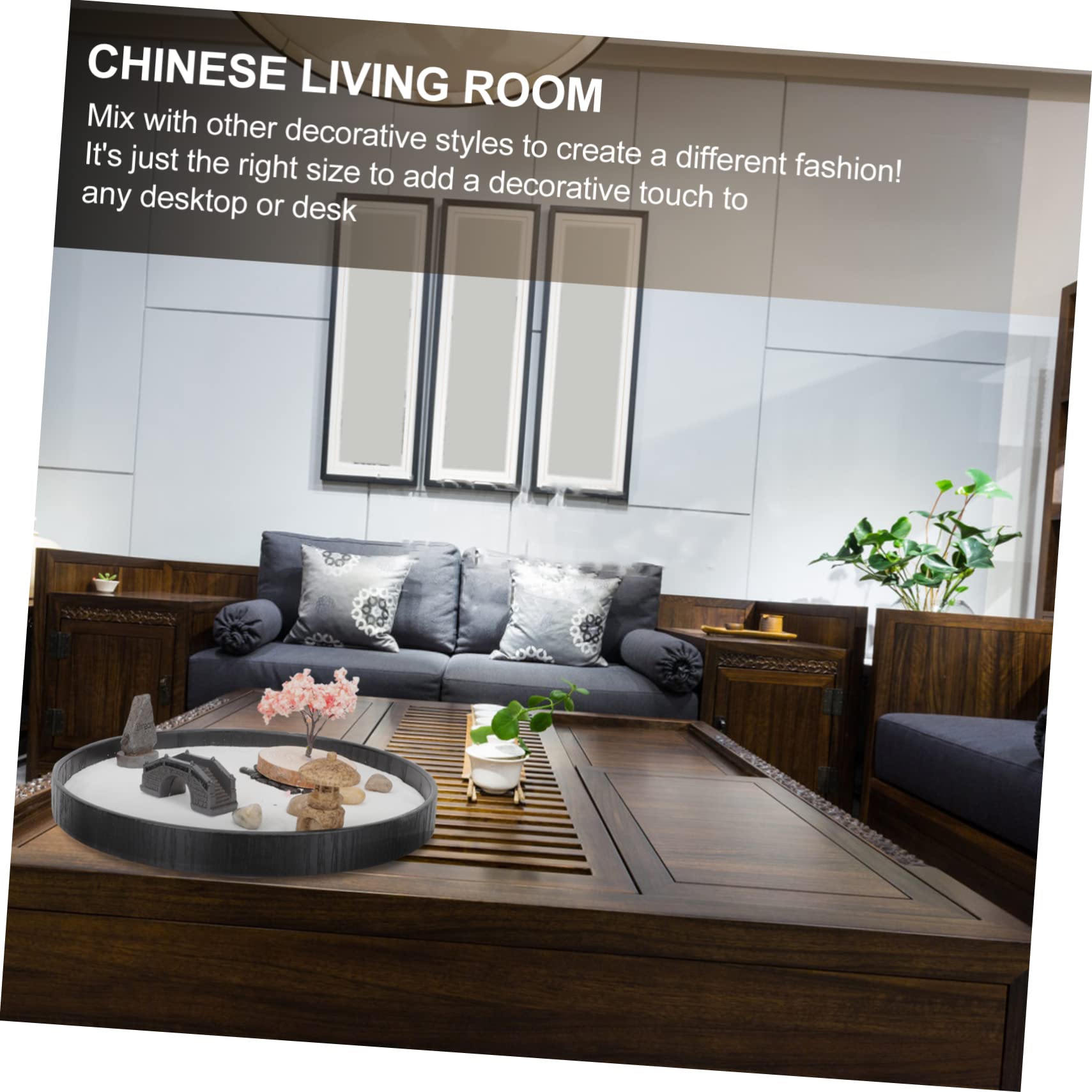 ifundom Tabletop Zen Garden Kit Decorative Sand Artistic Sand Table Decor for Desk Meditation and Relaxation