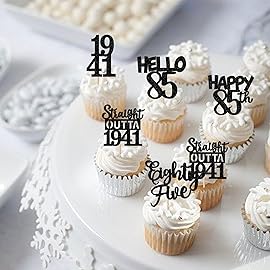 30PCS Straight Outta 1940 Cupcake Toppers Gold Glitter Eighty Five Happy 85th Birthday Cupcake Picks Cheers to 85 Fabulous Cake Decorations for 85th Birthday Anniversary Party Decoration Supplies