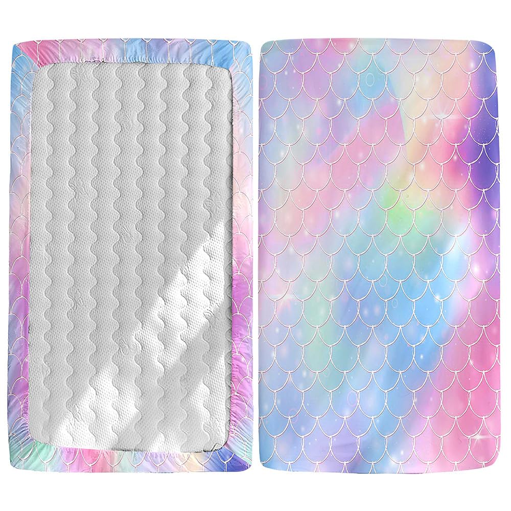 Morbuy Next to Me Crib Sheets, Soft Microfiber Moses Basket Sheets, Girl Cot Bed Sheets, Breathable Travel Cot Sheets Easy Care Toddler Bed Sheets (Rainbow,75x30cm)