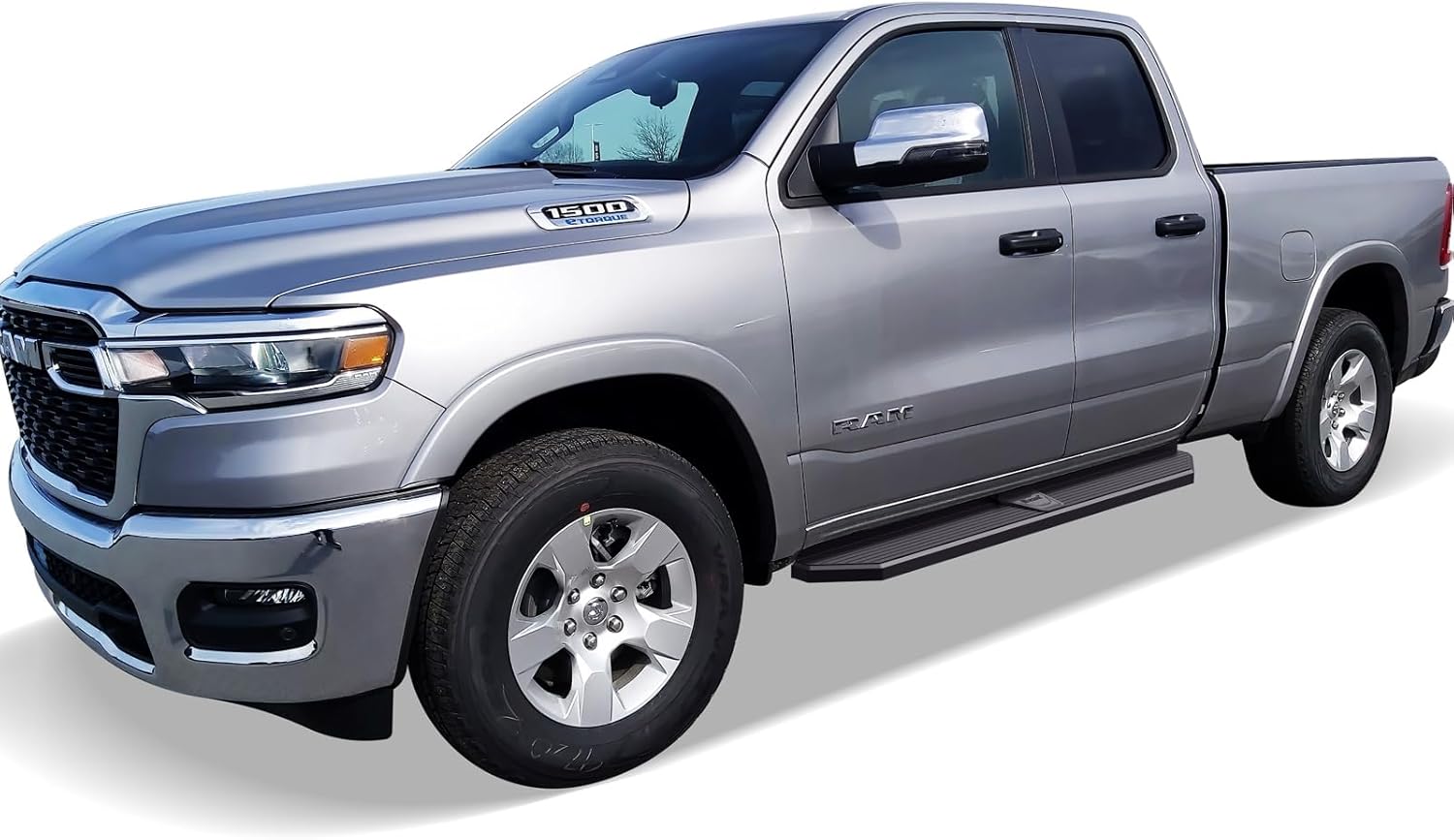 APS 6-inch (Black Stainless Steel Flat Style) Running Boards Nerf Bars Side Steps Compatible with Ram 1500 2019-2026 Quad Cab for New Body Style Only (Exclude 19-24 Ram 1500 Classic)