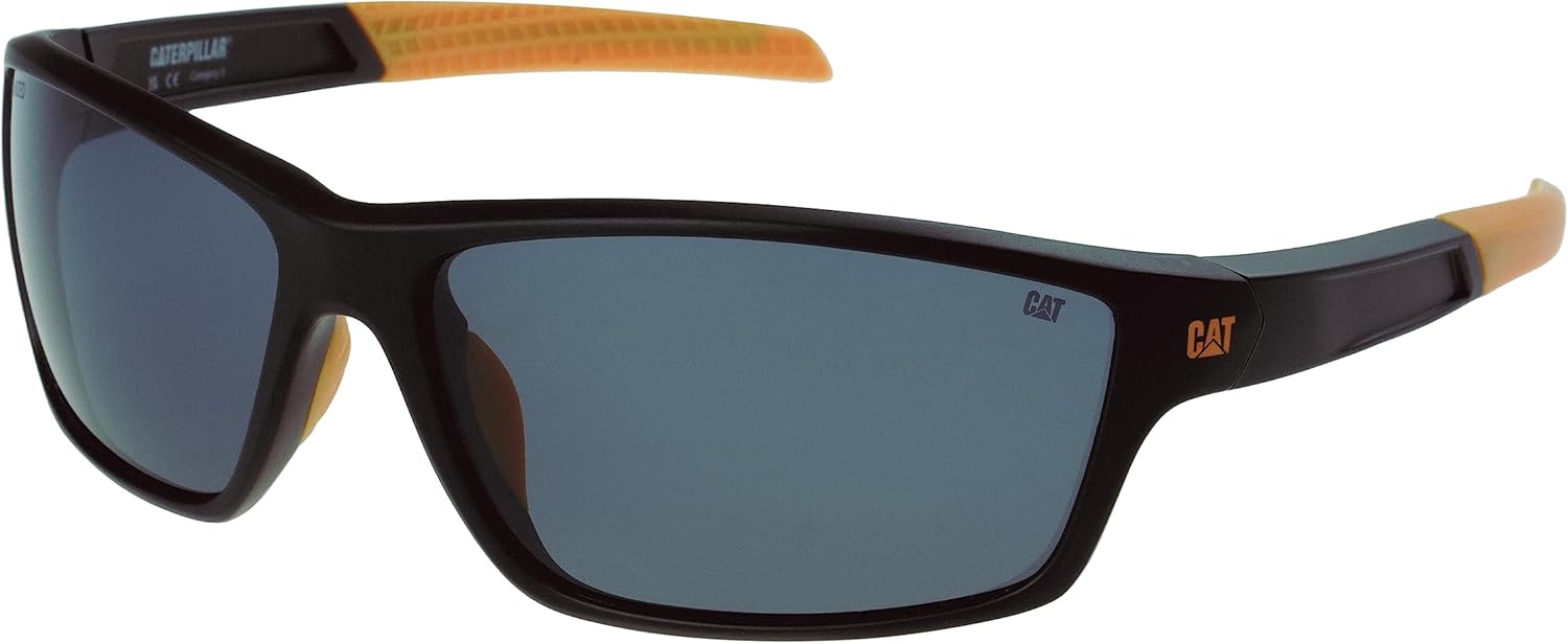 CAT 8020 Men's Polarized Sport Wrap Rectangular Sunglasses, 66 mm, UV400 Protection