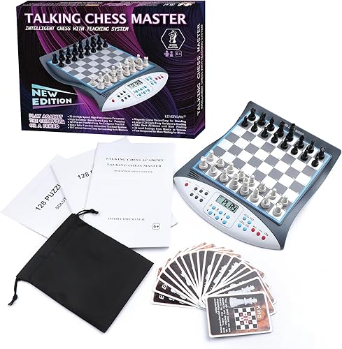 Miniatura 2 de Juego de ajedrez electrónico con sistema de enseñanza de voz, juego de ajedrez magnético para computadora, gran socio para principiantes y jugadores