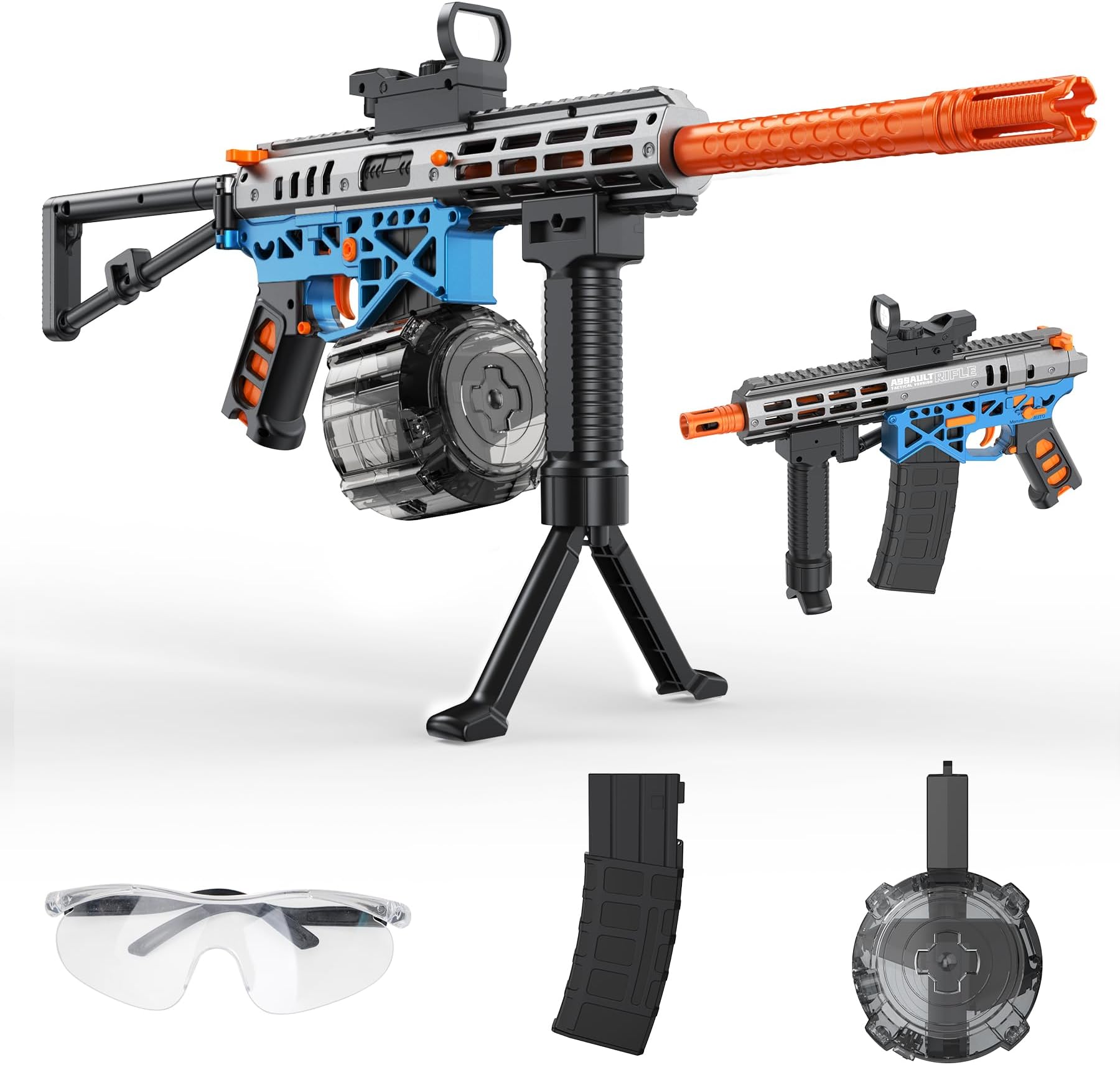 Gel Toy Gun Blaster Automatic, Electric Splatter Ball Toy Rifle and Goggles, Shooting Games, Blue