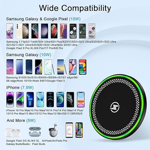 Miniatura 7 de Almohadilla de carga inalámbrica para Android, estación de teléfono de carga rápida para Samsung Galaxy S25 Ultra S24FE S24 Ultra Plus S23 Ultra