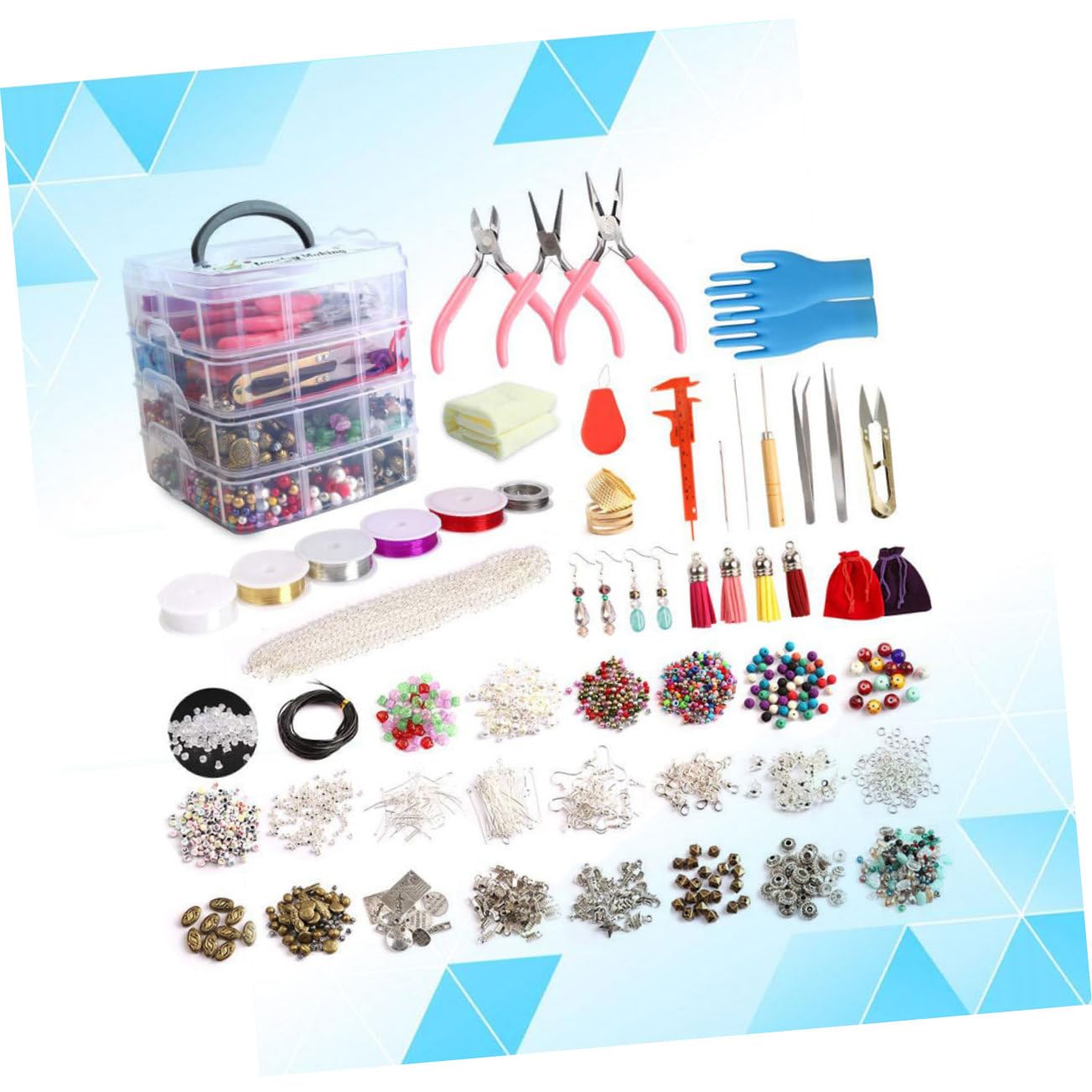 DOITOOL 1960 Stück Diy Armbandperlen Acryl Bastelmaterial für Schmuck Vielfältige Farben für Projekte und