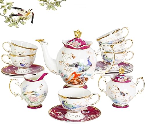 Miniatura 9 de ACMLIFE Juego de taza de té y platillo de porcelana de hueso – Juego de taza de café y platillo de té de porcelana de hueso para 1 taza de té de