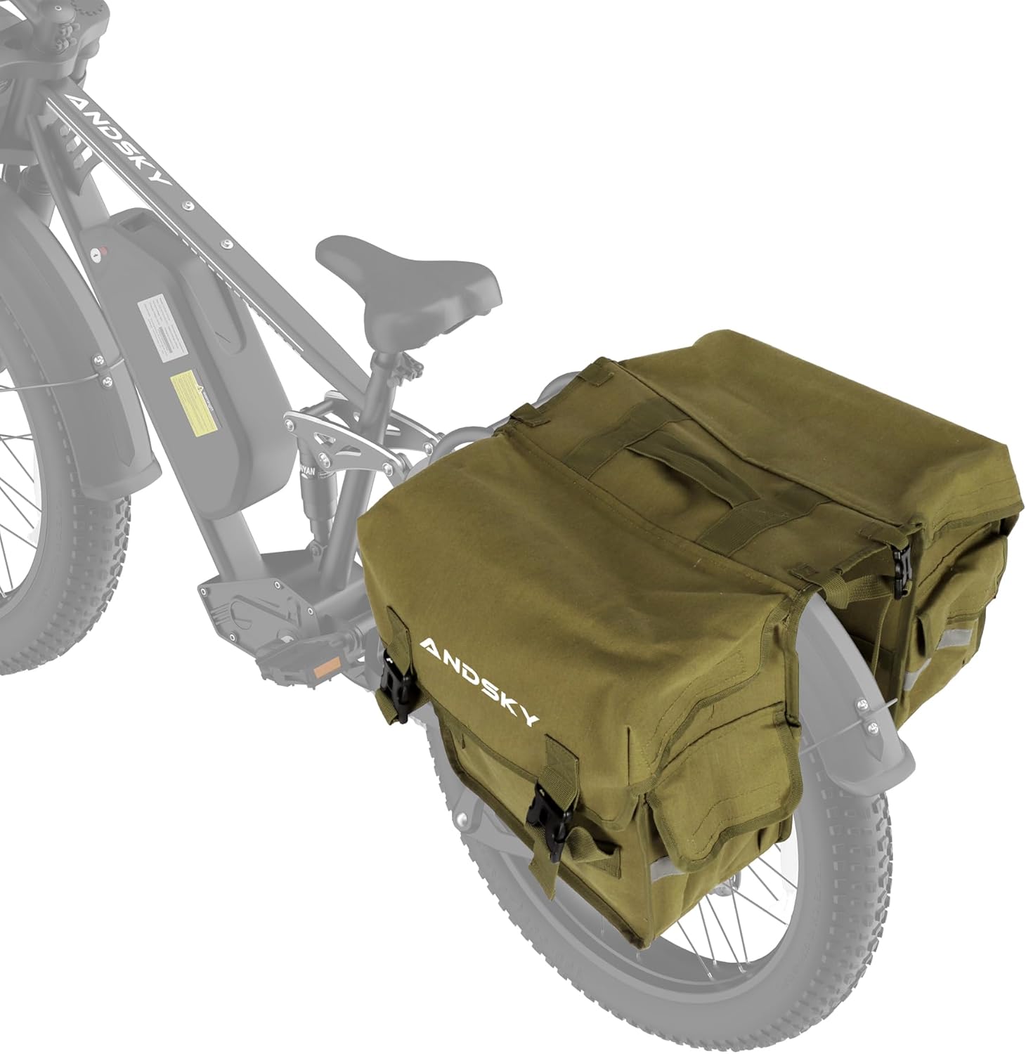 Bike Bags for Bicycle Rear rack 42L for E bike Waterproof Bike Ebike Trunk Pannier Saddle Seat Bag Carrier with Reflector for Commuter Travel Outdoor Cycling Commuting Green