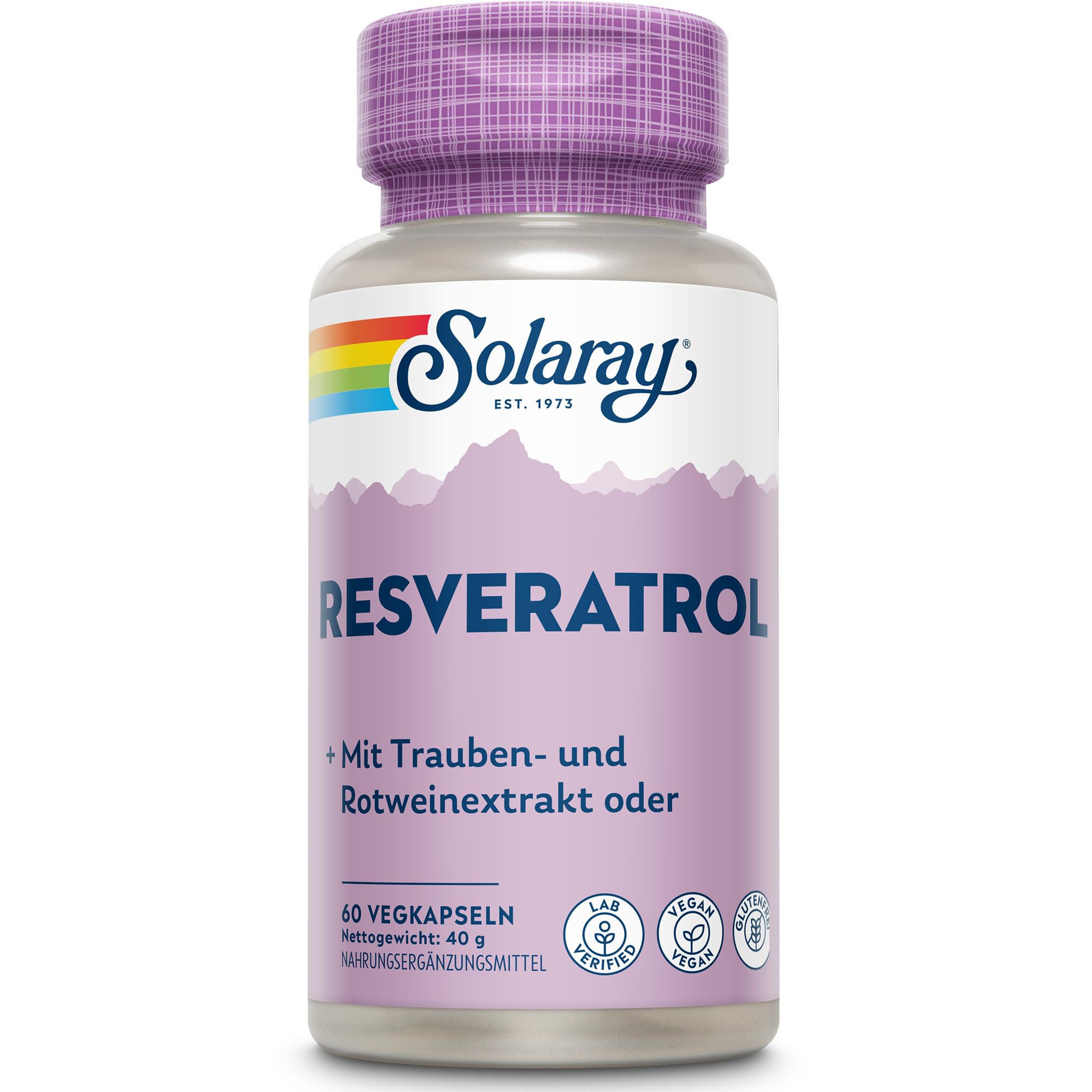 Solaray Resveratrol Complex – 60 vegane Kapseln – Polyphenolreicher Multi-Extrakt mit Japanischem Staudenknöterich, Traubenkern, Traubenschale & Rotwein – Laborgeprüft, GMO- & Magnesiumstearatfrei