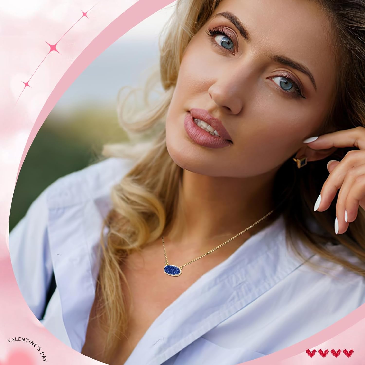 Women's Gold Necklace With Natural Druzy Pendant And Adjustable 14K Gold-Plated Chain Elegant Jewelry for Women - Image 4