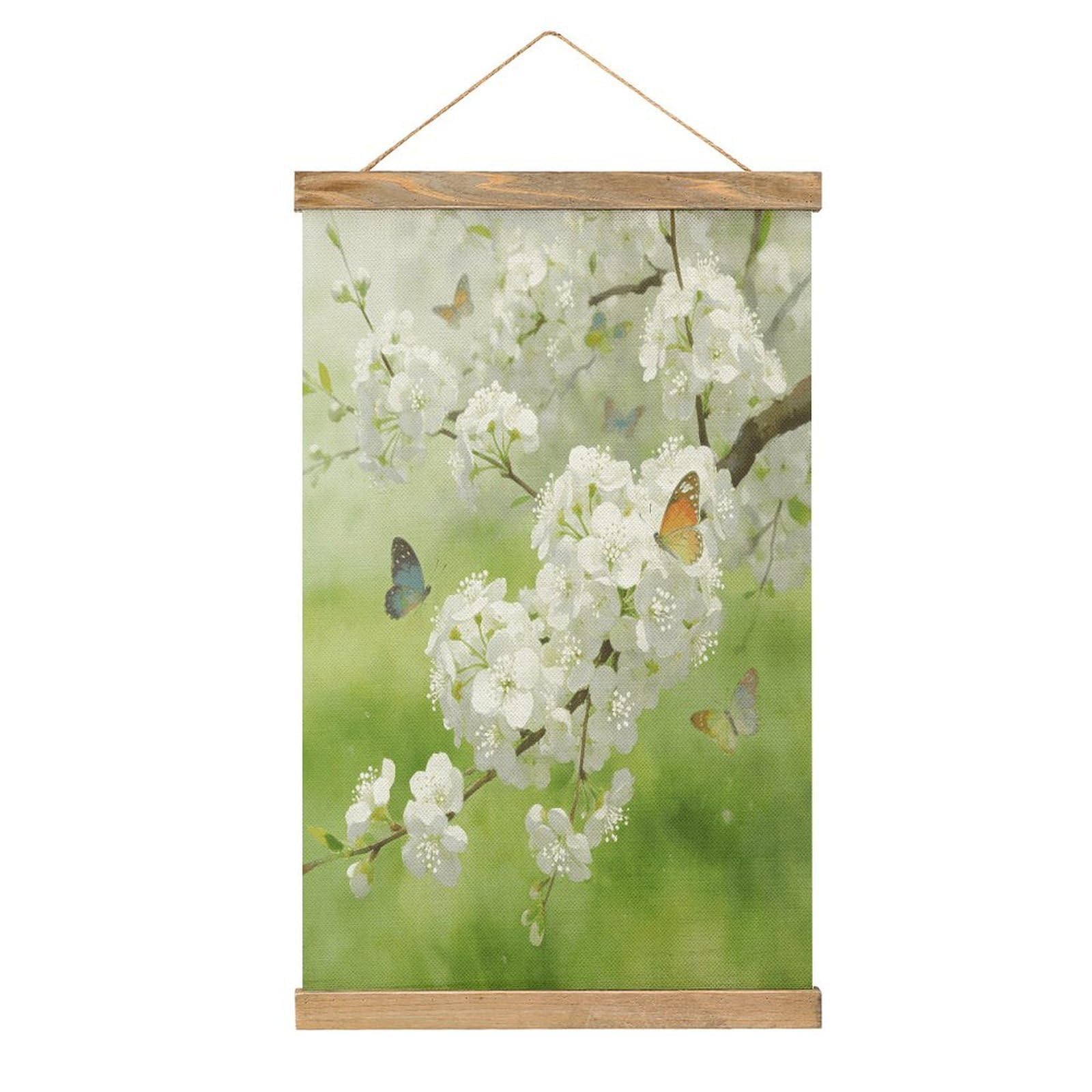 FekiLoot Snow Accompanies Butterflies Wall Art Poster Hanger Frame Linen Wall Art Decor Vintage Hanging Poster Hanging Wall Decor Rustic Retro Wall Art Print for Living Room Decor 20.4 X 13.1Inches