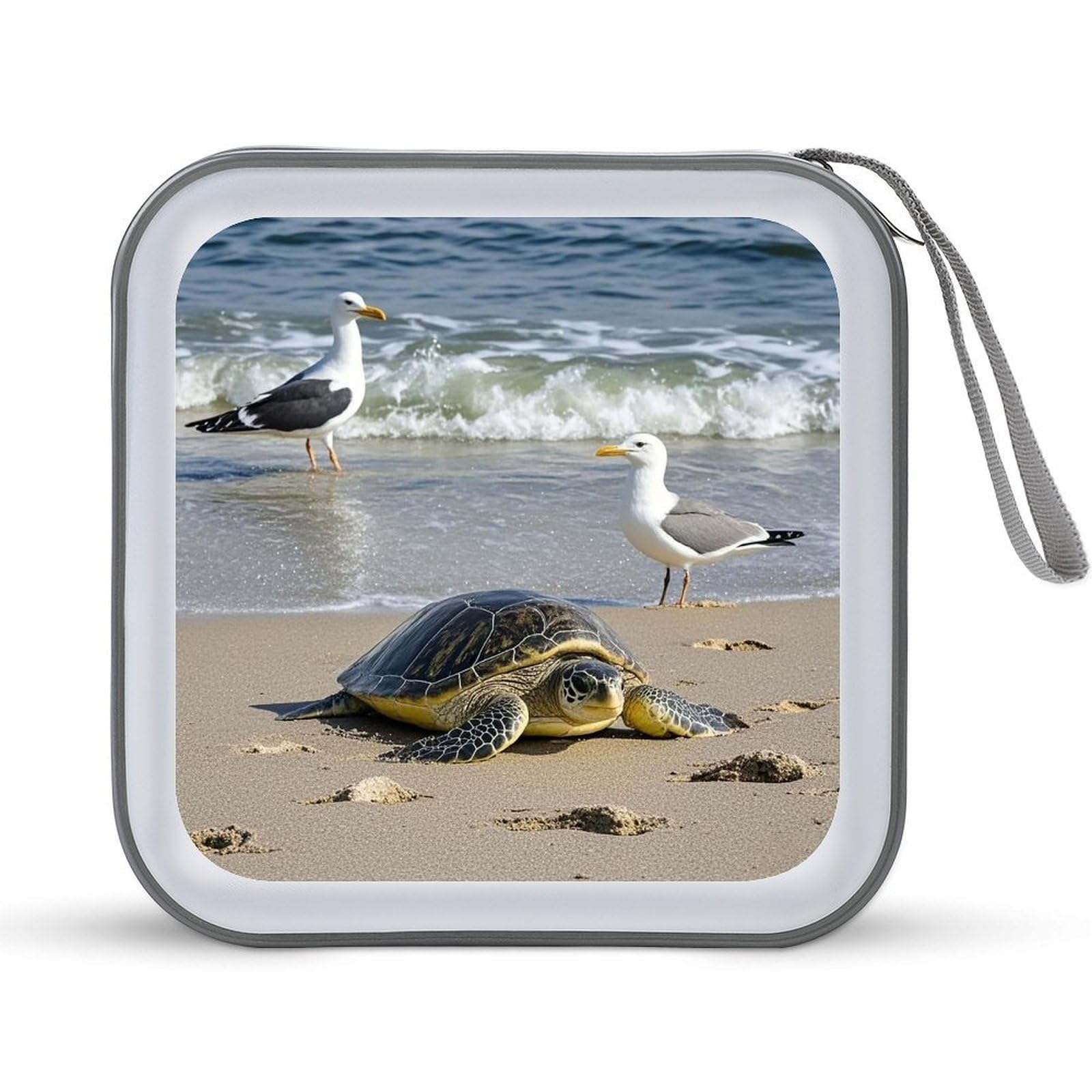LZQPOEAS Green Sea Turtle CD Case DVD Case Holder Wallet 40 Capacity Hard Plastic CD/DVD Portable Storage Binder Zipper DVD Disc Cases CD Storage Organizer Holder for Car Home Office