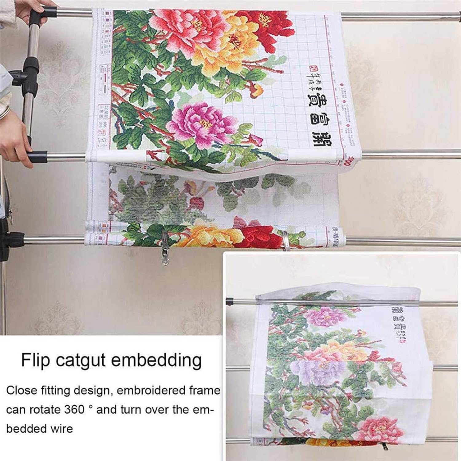Adjustable Needlework Floor Frame, for Embroidery and Cross Stitch, Standing Craft Stand and Lap Table for Sewing and Art, Convenient Holder for DIY Projects.