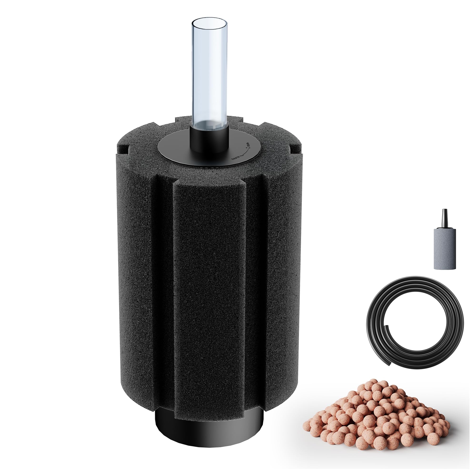 Filtro de esponja de acuario de 80-150 galones con medios de cerámica y difusor de burbujas, filtros ultra silenciosos para peceras de cría de camarones Betta (grande (paquete de 6) para 80-150