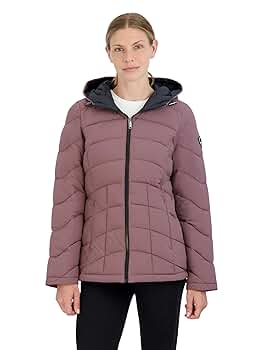 HFX Women's Short Stretch Quilted Jacket Front Zipper Hand