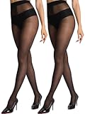 2 Pairs Sheer Tights for Women Ultra Thin Reinforced T Crotch Control Top Pantyhose Stockings