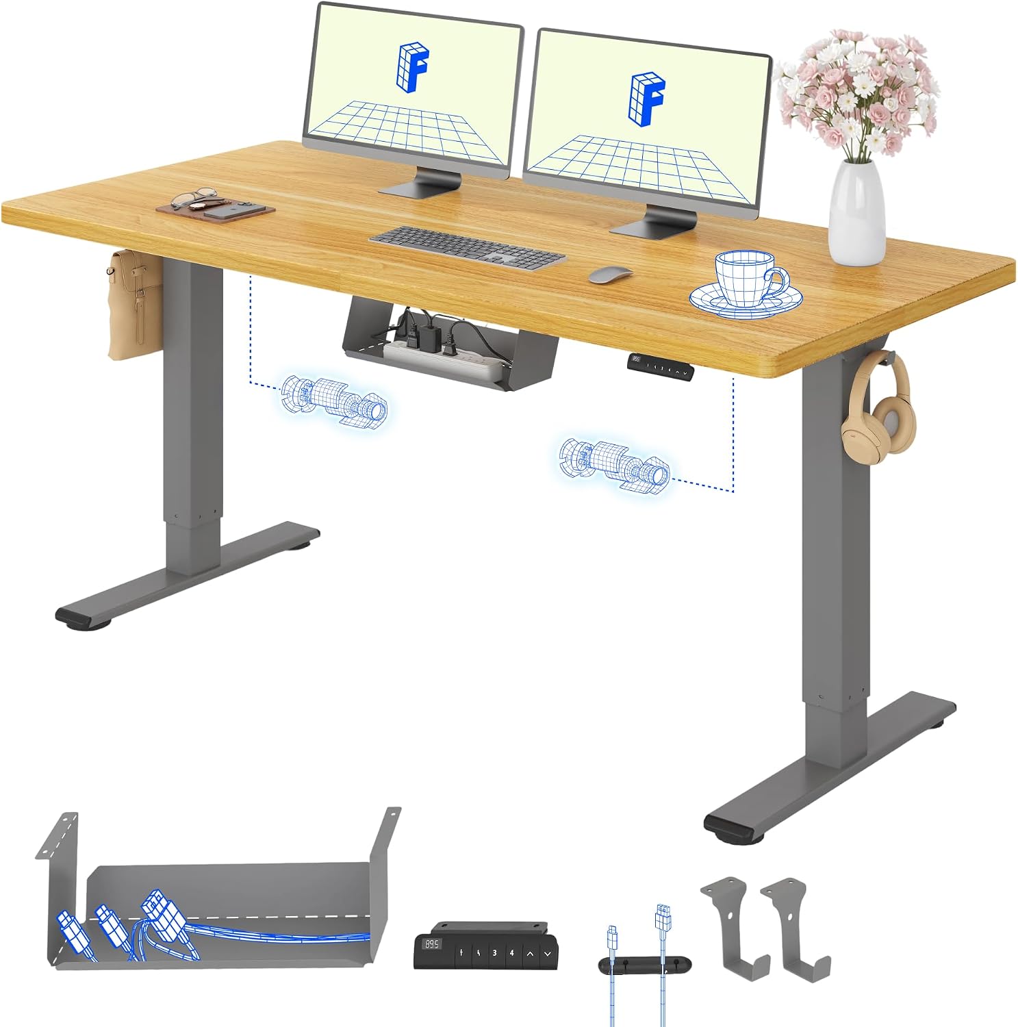 FLEXISPOT H henverstellbarer Schreibtisch elektrisch Doppelmotor 160x80 cm