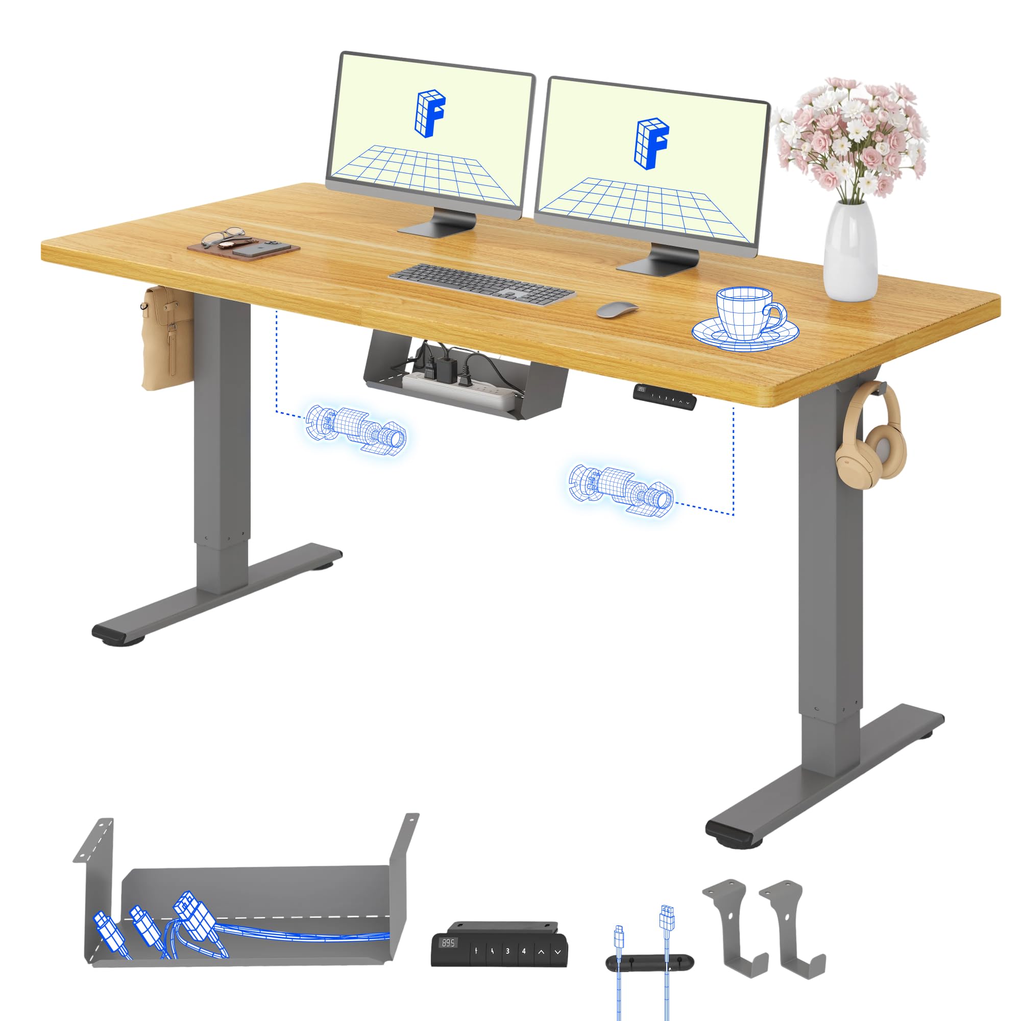 FLEXISPOT Höhenverstellbarer Schreibtisch mit 2 Motoren