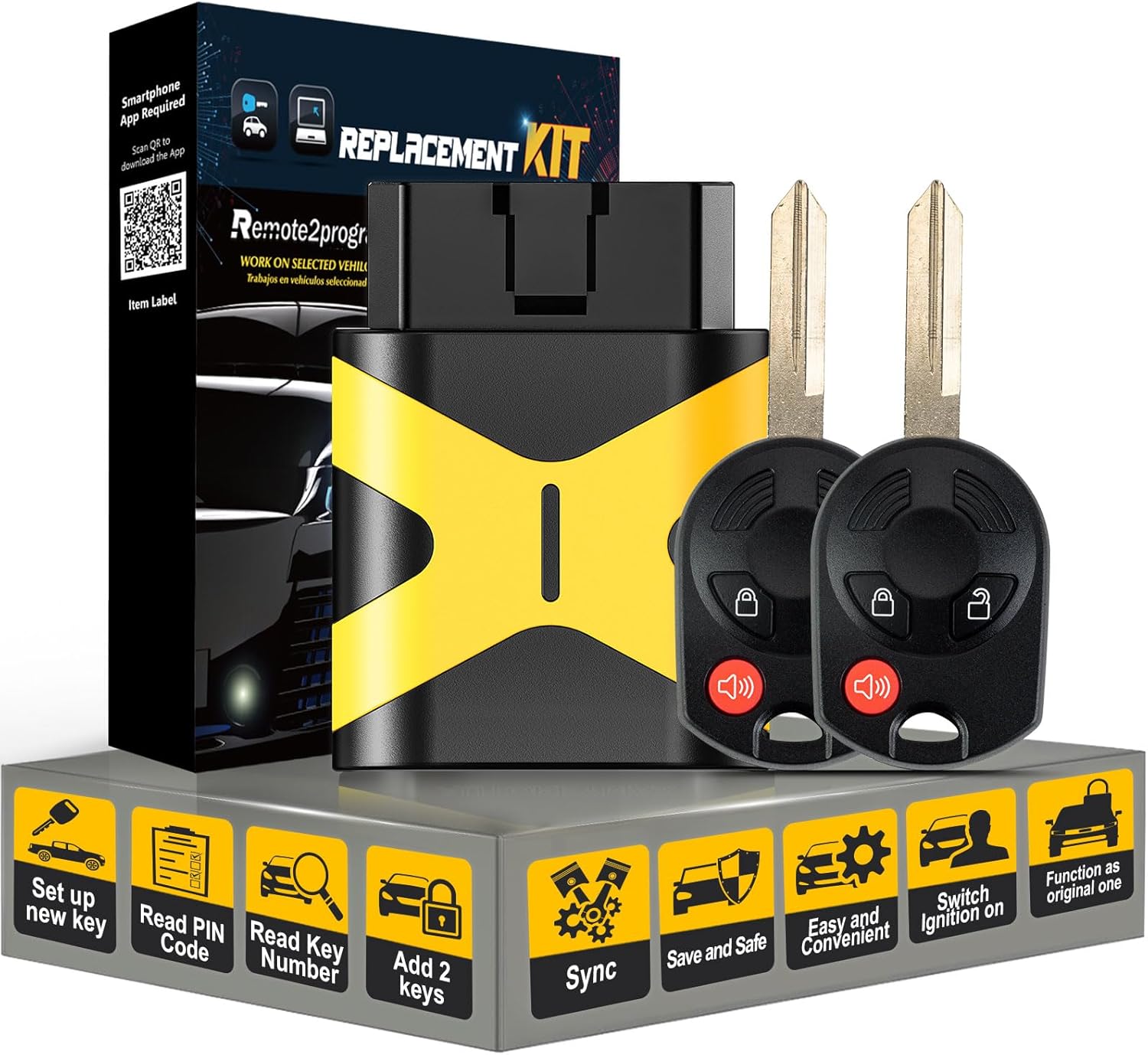 Remote2program DIYプログラミングノーカットカーキーフォブ 人気 80ビット交換用 2007-2012 Ford Edge