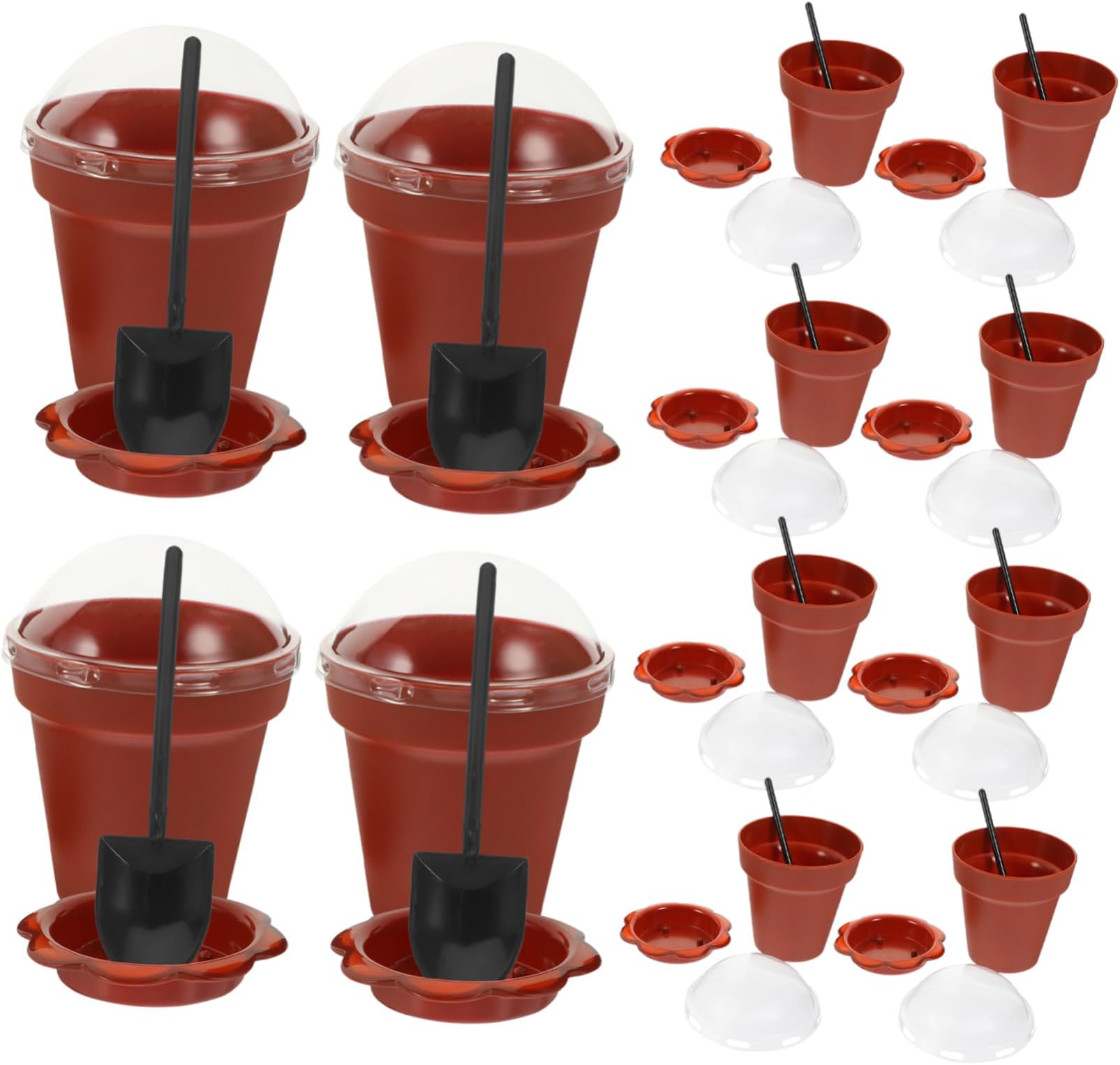 25sets Flowerpot Ice Cream Mousse Cup Lid Pudding Cup for Party Appetizer Serving