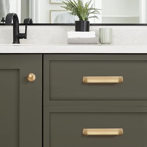 Miniatura 158 de khtumeware - Paquete de 10 pomos redondos de 1 pulgada (25 mm) de diámetro, acabado de latón antiguo, pomos de bola para alacena