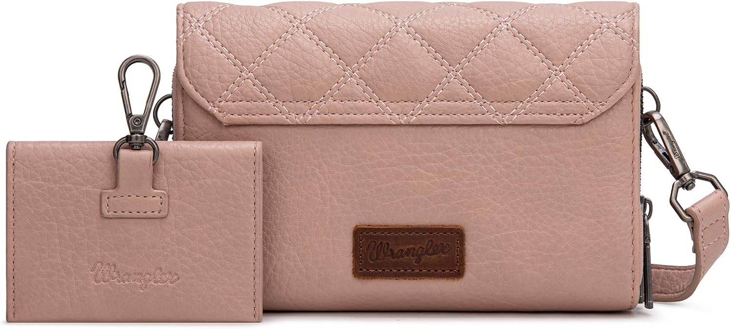 Wrangler 2 Pcs Flap Crossbody Bags for Women Detachable Dual-compaument Wallet Set - Image 4