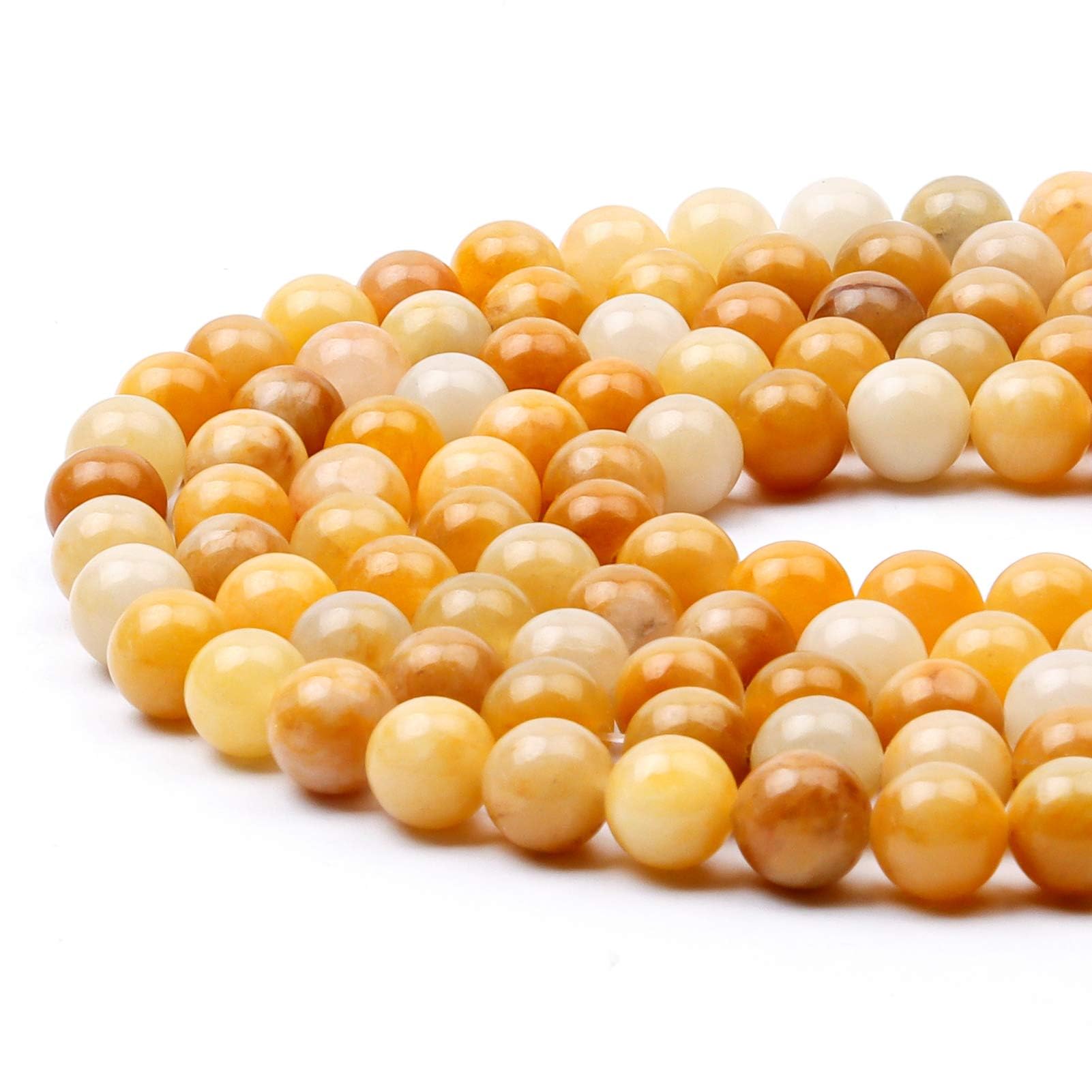 6mm Yellow Aventurine Round Gemstone Beads, 60-65pcs Loose Smooth Healing Power Stone Beads for Bracelet Necklace Jewellery Making and DIY Crafts, 1 Strand 15.5" — image 1