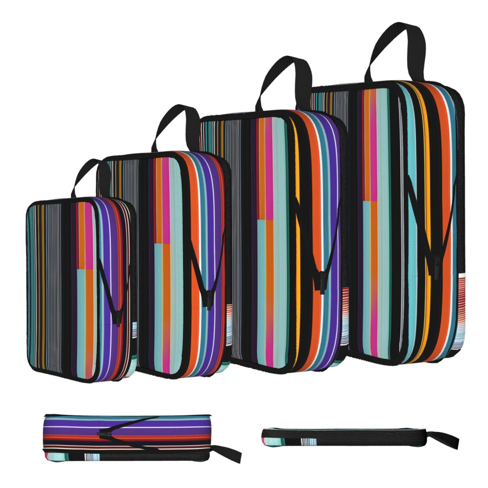 Sxzvvbn Black Irregular Vertical Lines Compression Packing Cubes 4 Piece Set
