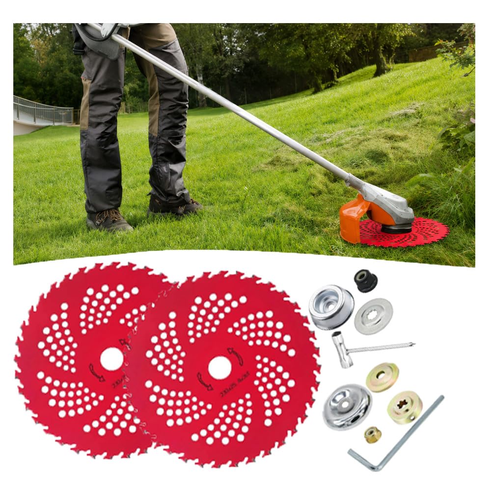 Disco Desbrozador para STIHL FSA 135 R,36 Dientes Ø 25.4 mm For El Cuidado del Césped De Malas Hierbas Herramientas De Jardín Repuesto,2 Red Saw Blades + 9-Piece Set