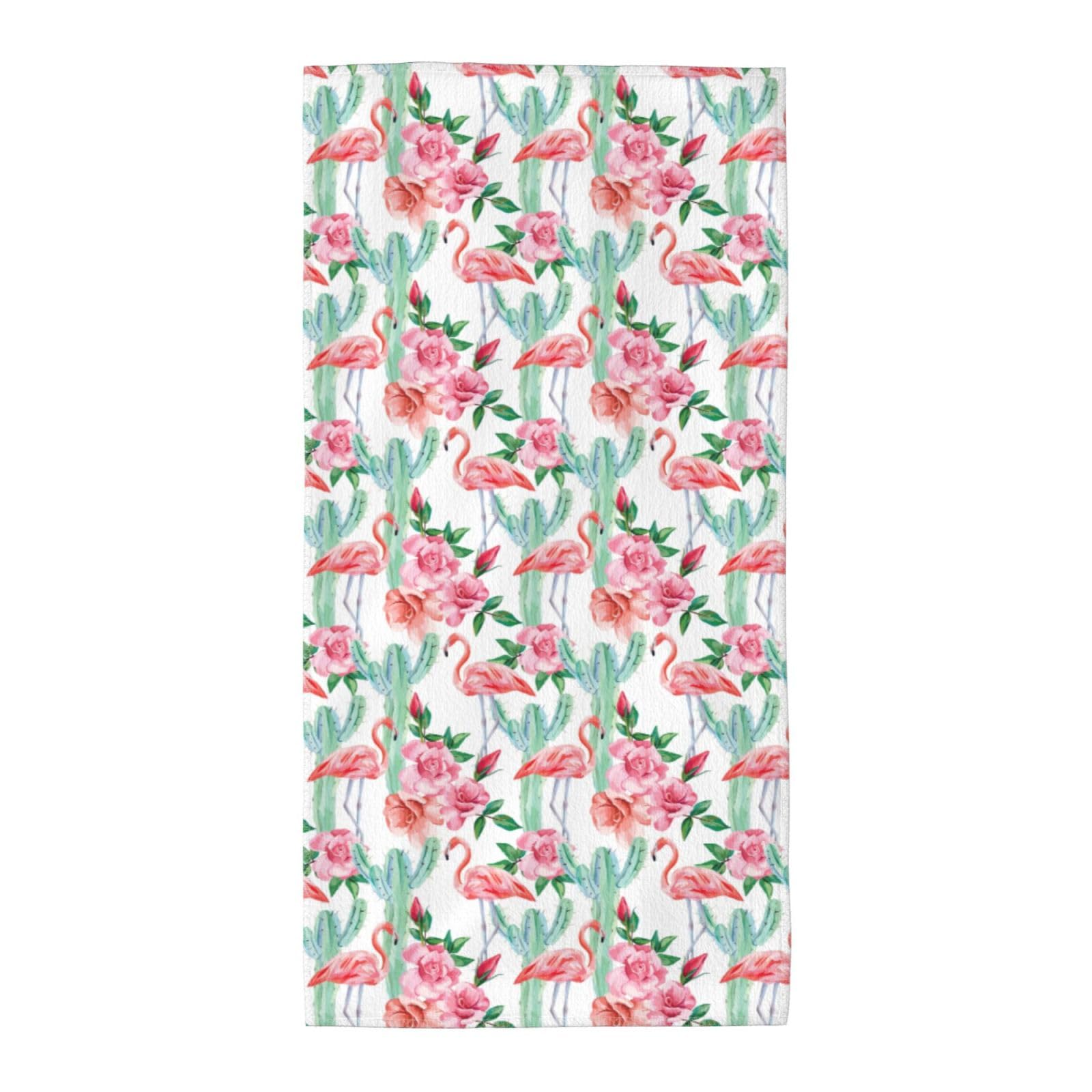 SDEGTHO Cactus Flamingo Rose Flowers Fashion Printed Bath Towel High Water Absorption For Hiking Trip