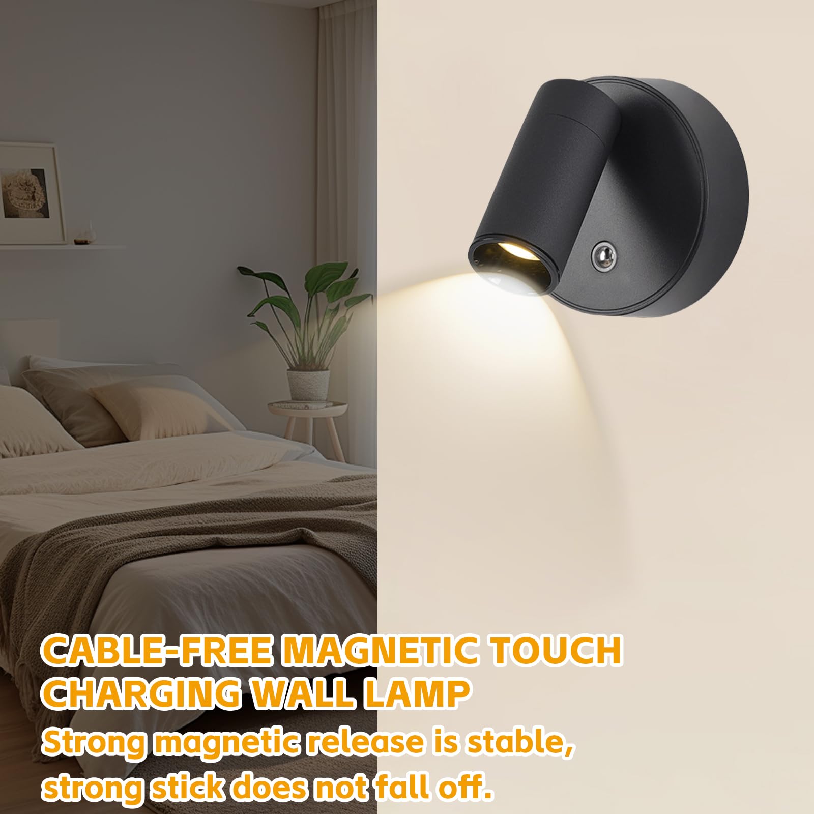 Foco LED con mando a distancia, lámpara de pared recargable USB, 3 temperaturas de color, regulable, inalámbrica, temporización, para plantas artísticas