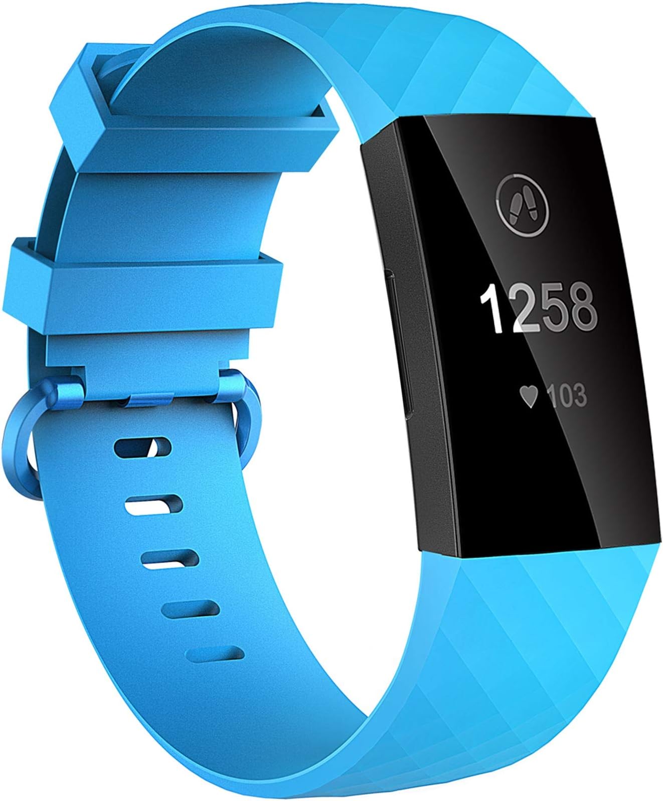 Velavior Waterproof Bands for Fitbit Charge 4/ Fitbit Charge 3/ Charge3 SE, Replacement Wristbands for Women Men Small Large (Cerulean, Large)