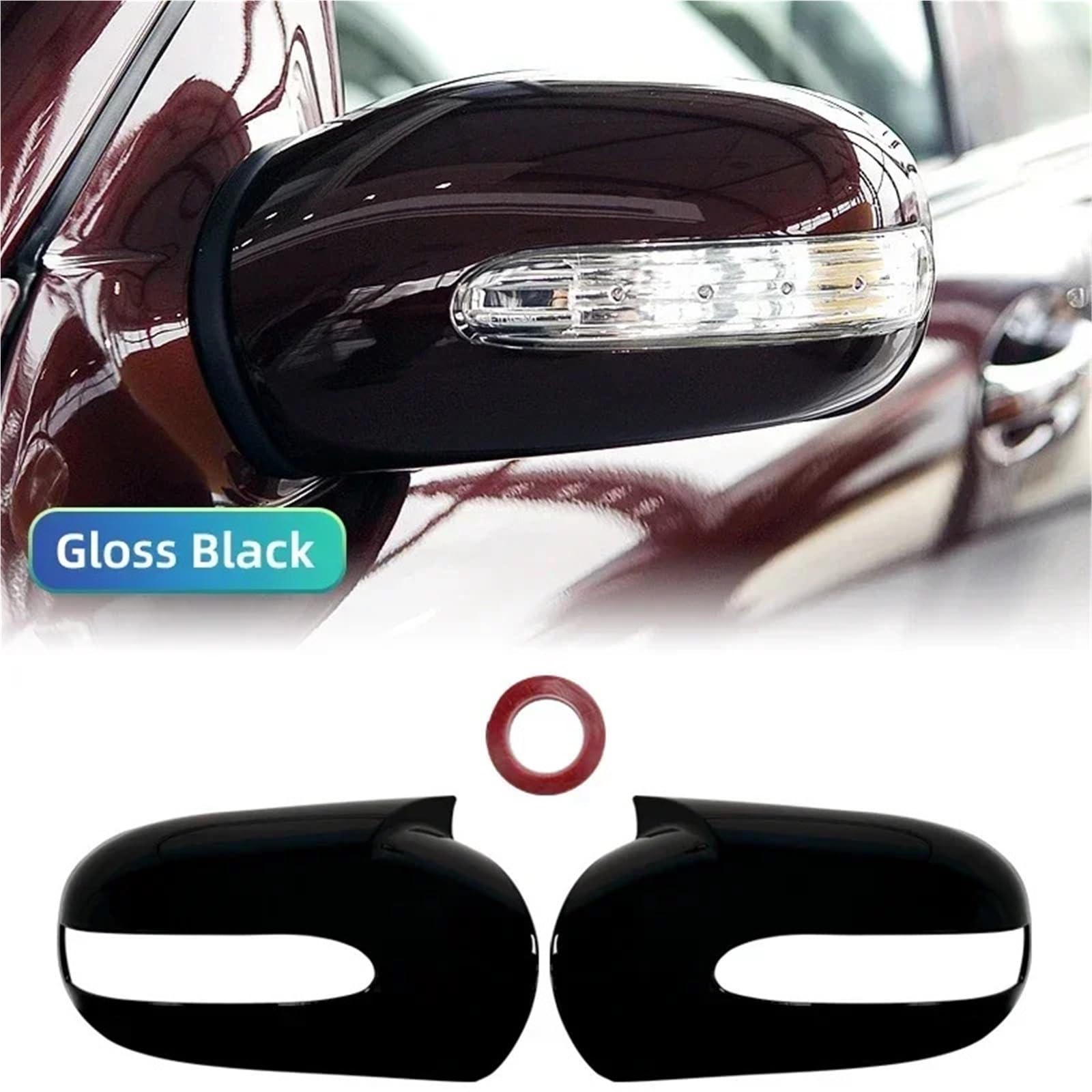 Auto Spiegelkappen Für Benz E C-Klasse W211 W203 2001–2007 | Rückspiegelgehäuseabdeckung mit Karbonmuster oder schwarzer Abdeckkappe(Gloss Black)