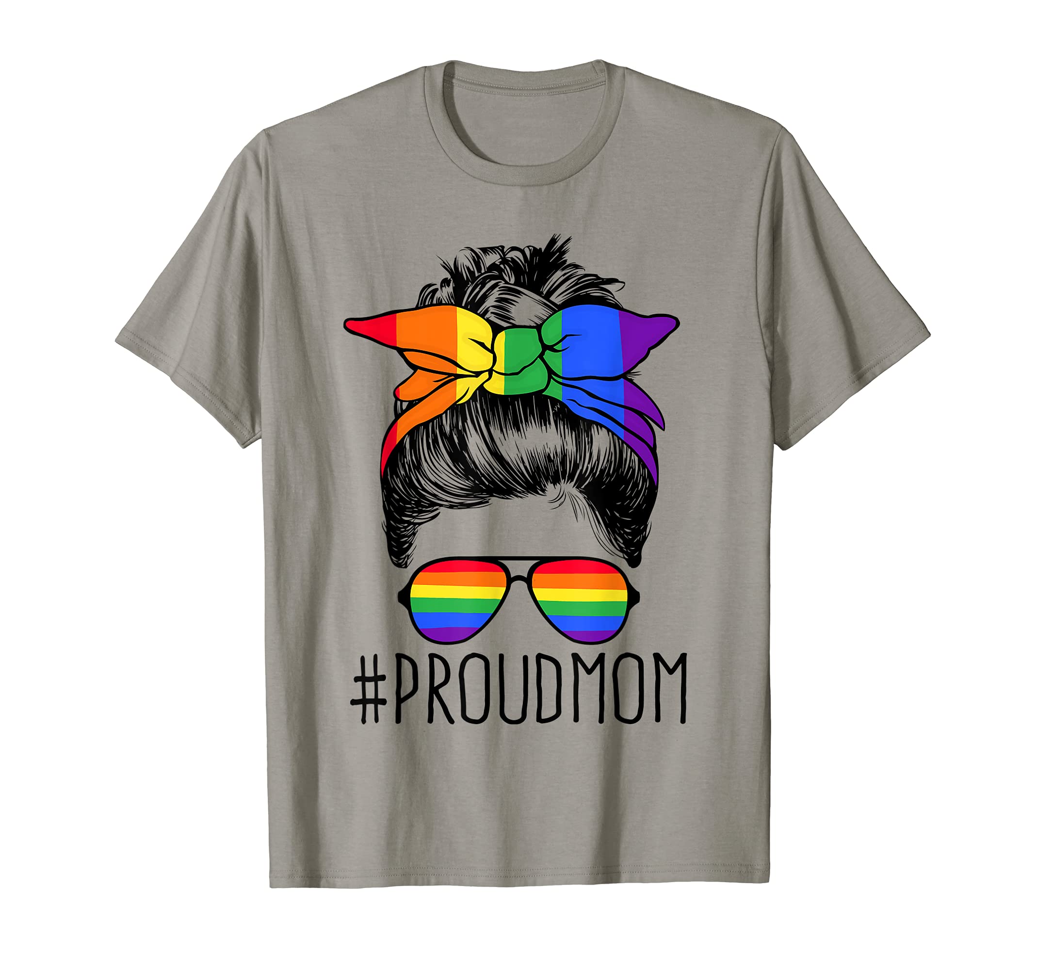 LGBT Pride Shirts LGBTQ Ally Proud LGBT Mom GiftProud Mom Messy Hair Bun LGBTQ Rainbow Flag LGBT Pride Ally T-ShirtOEKO-TEX STANDARD 100