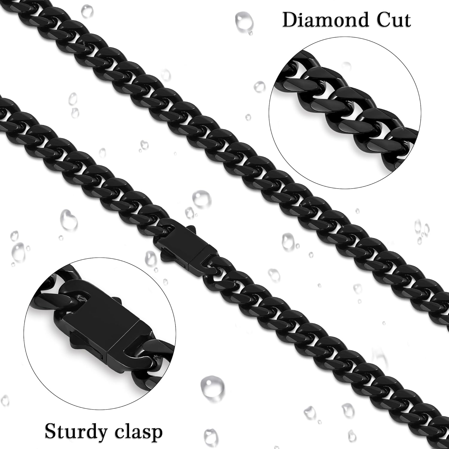 Fiusem 3.5mm Cuban Link Chains for Men, Silver Tone/Black/14K Gold Plated Stainless Steel Necklace Chain, Mens Necklace 16, 18, 20, 22, 24, 26, 28 Inch - Image 4
