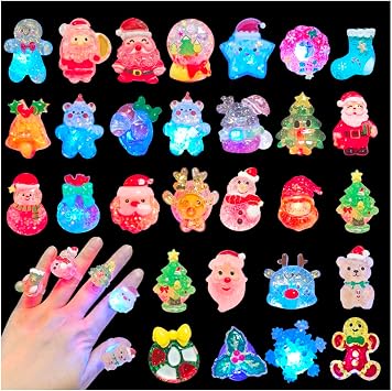24 Pack Christmas 3D Finger Toys Grow in the Dark Great for Kids Girls Boys Christmas Party Favors Christmas
