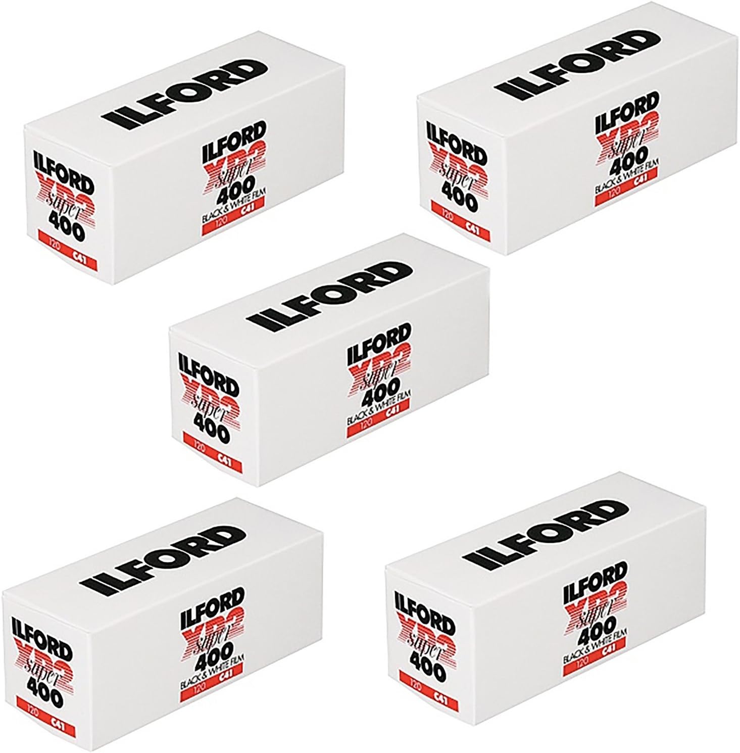 5 X Ilford XP2 Super, Black and White Print Film, 120 (6 cm), ISO 400 (1839649)