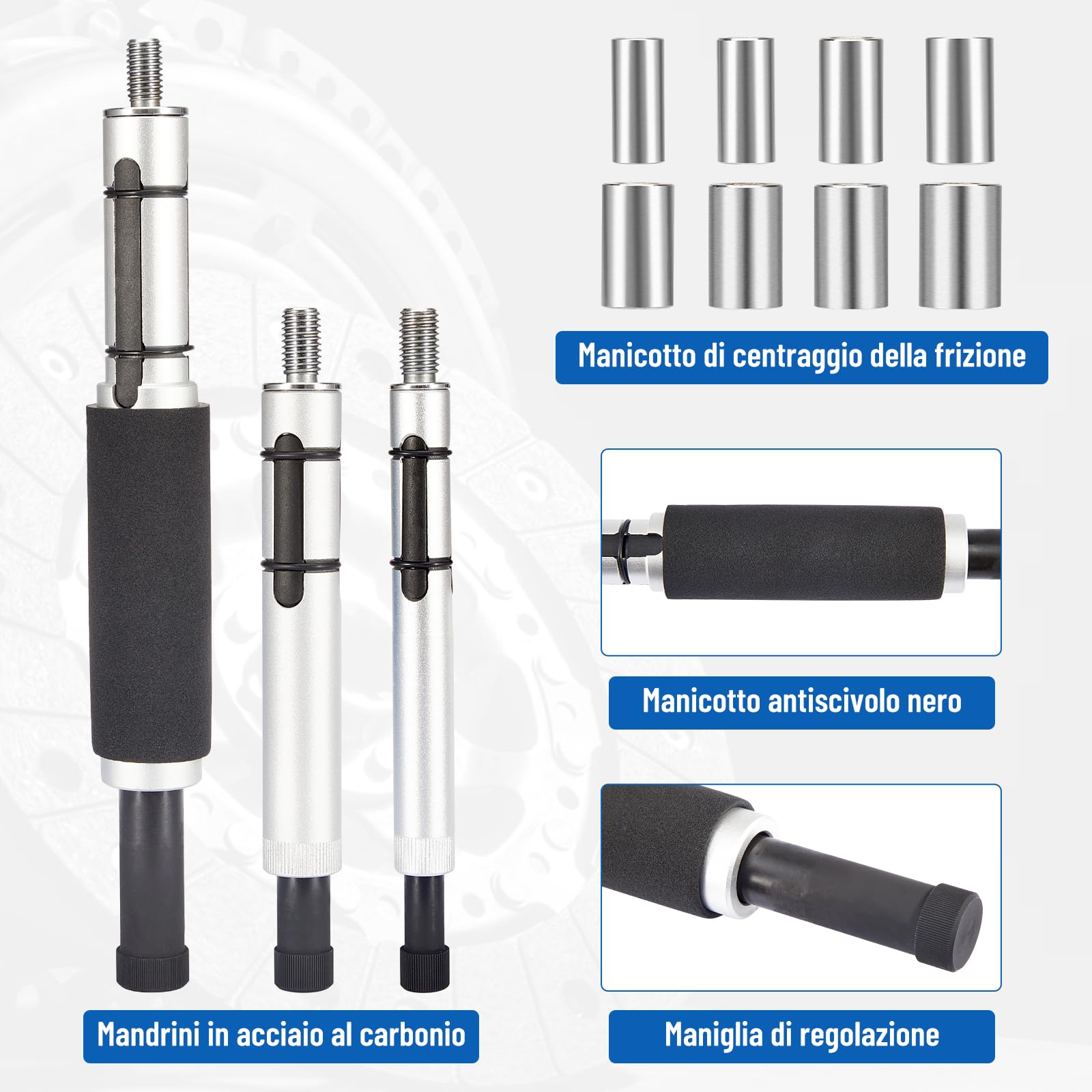 Set di 11 strumenti per centraggio frizione, 12-20mm, utensili universali per frizione, set portatile di utensili per centraggio frizione per la maggior parte delle automobili e veicoli