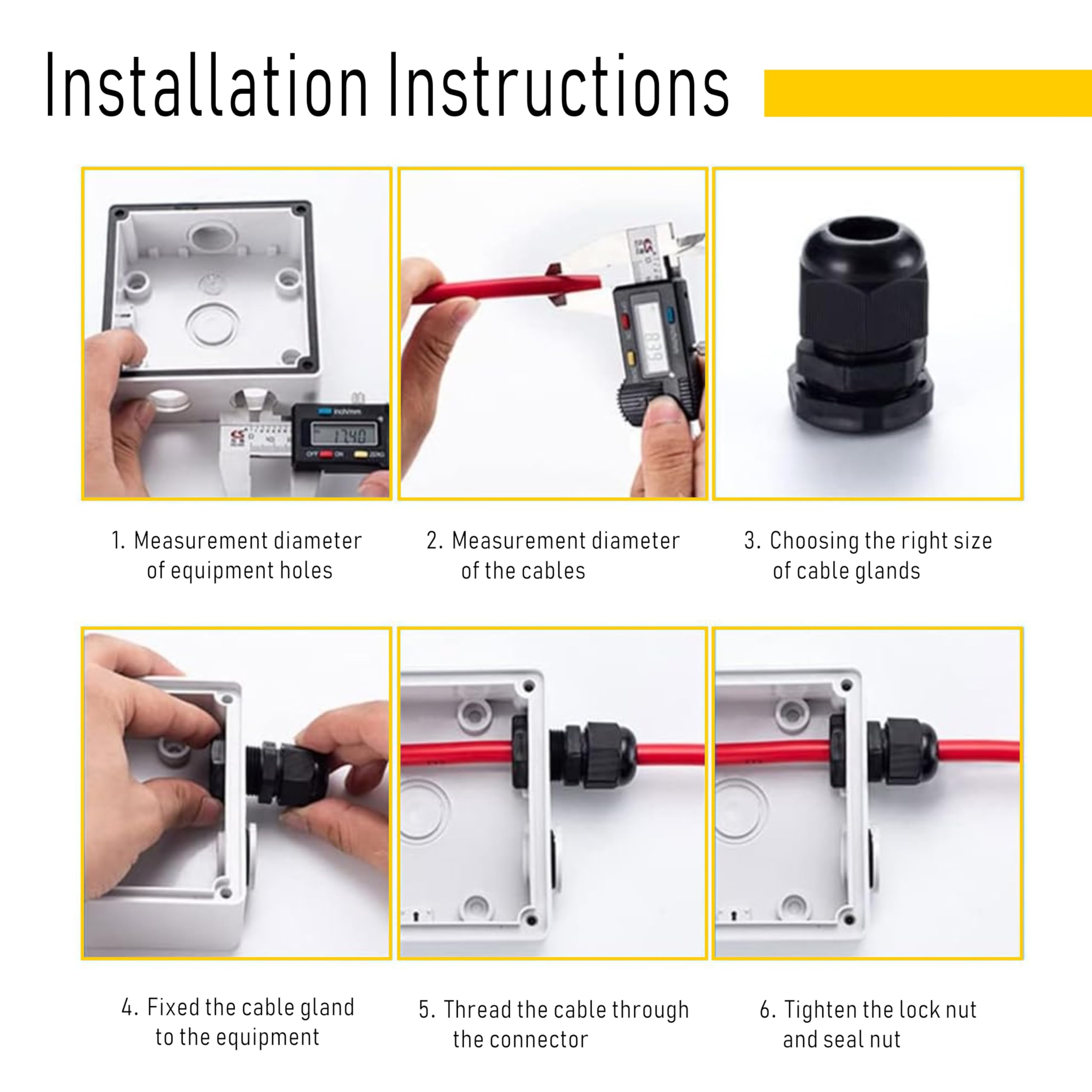Waterproof Cable Glands - 10 Pack PG11 -8