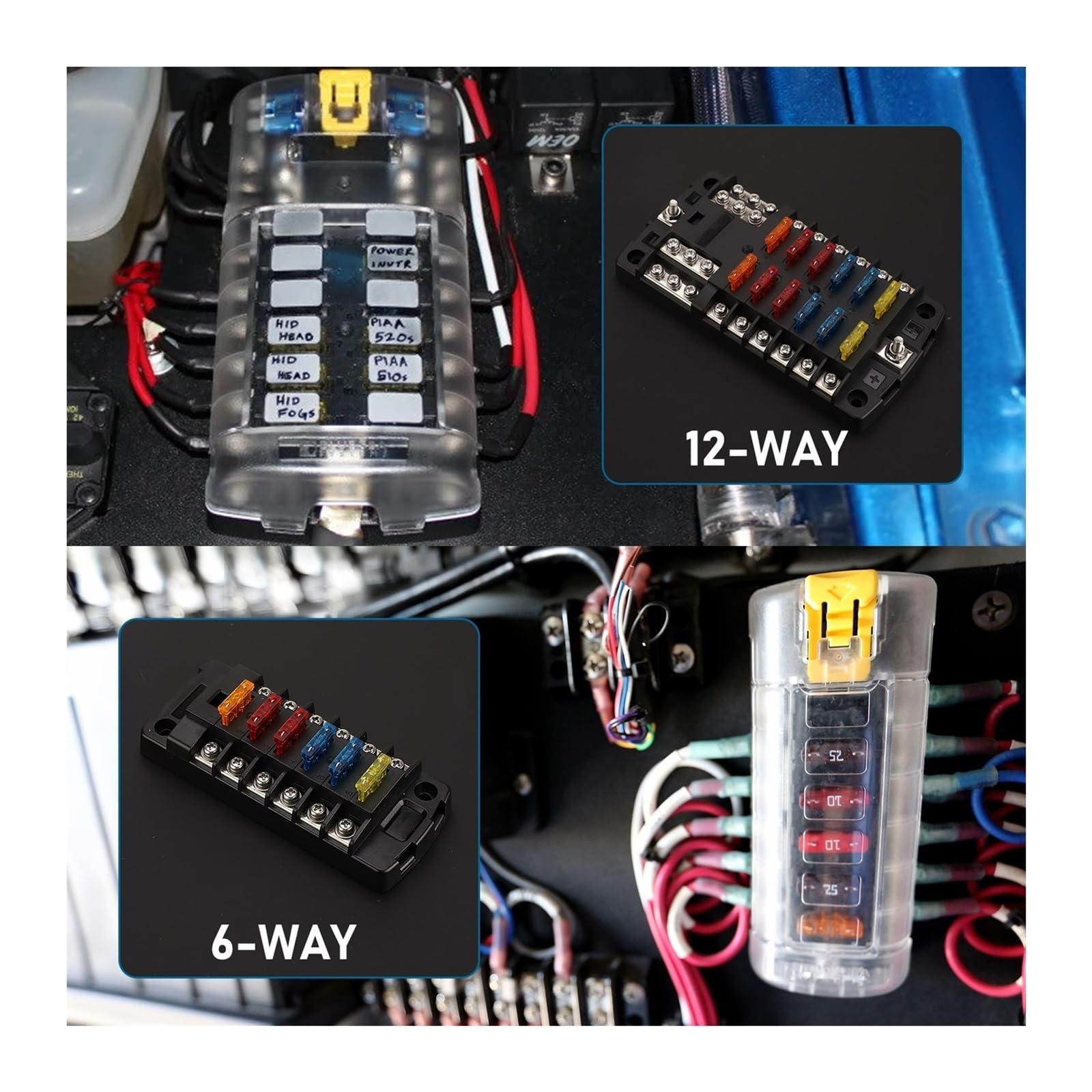 Wyłącznik Zapłonu 6/12-stykowa skrzynka bezpieczników samochodowych i łodziowych z diodą LED 12 V, 32(6 Ways Fuse Box)