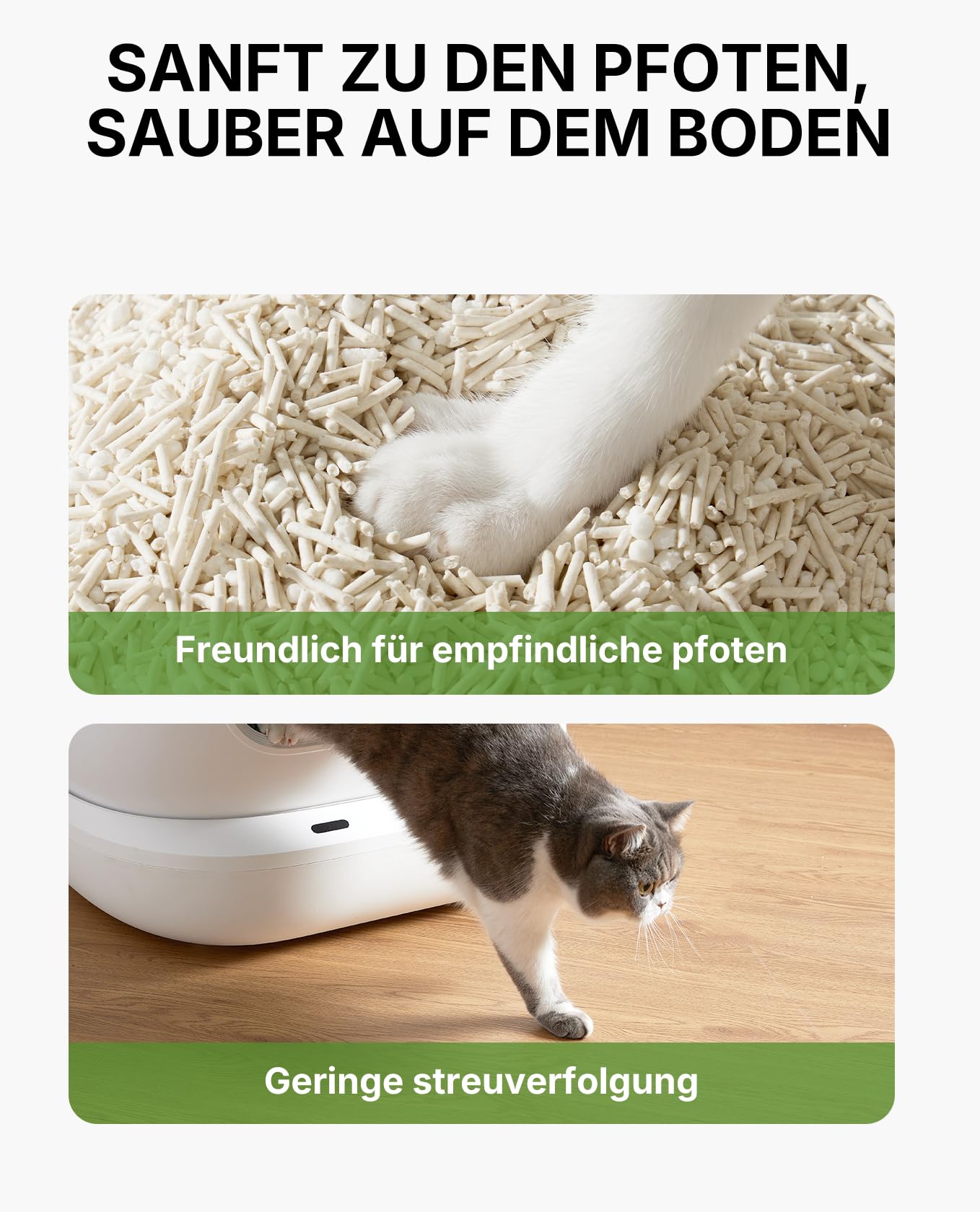 PETKIT Klumpende Katzenstreu Pflanzenbasiert, 9,6 kg,100% Natürlich, Staubfrei, Geruchsneutralisierend, Biologisch Abbaubar, Kein Verkleben, Einfach zu Schaufeln,4X 2,4 kg Beutel