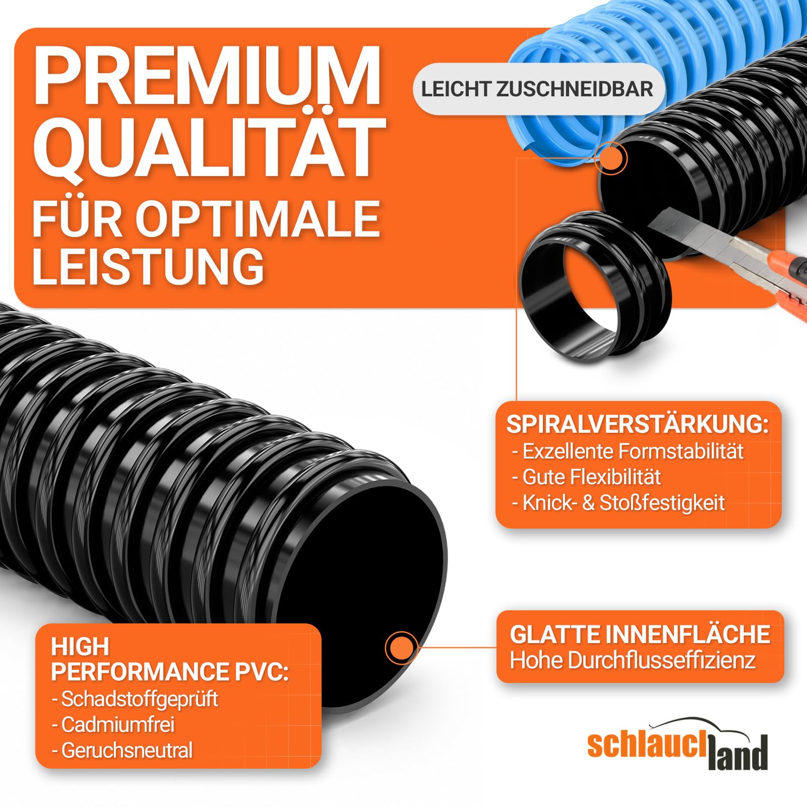 20m FLEX TEICHSCHLAUCH Ø 22mm - 7/8 Zoll Spiral-Pump-Förder-Schlauch