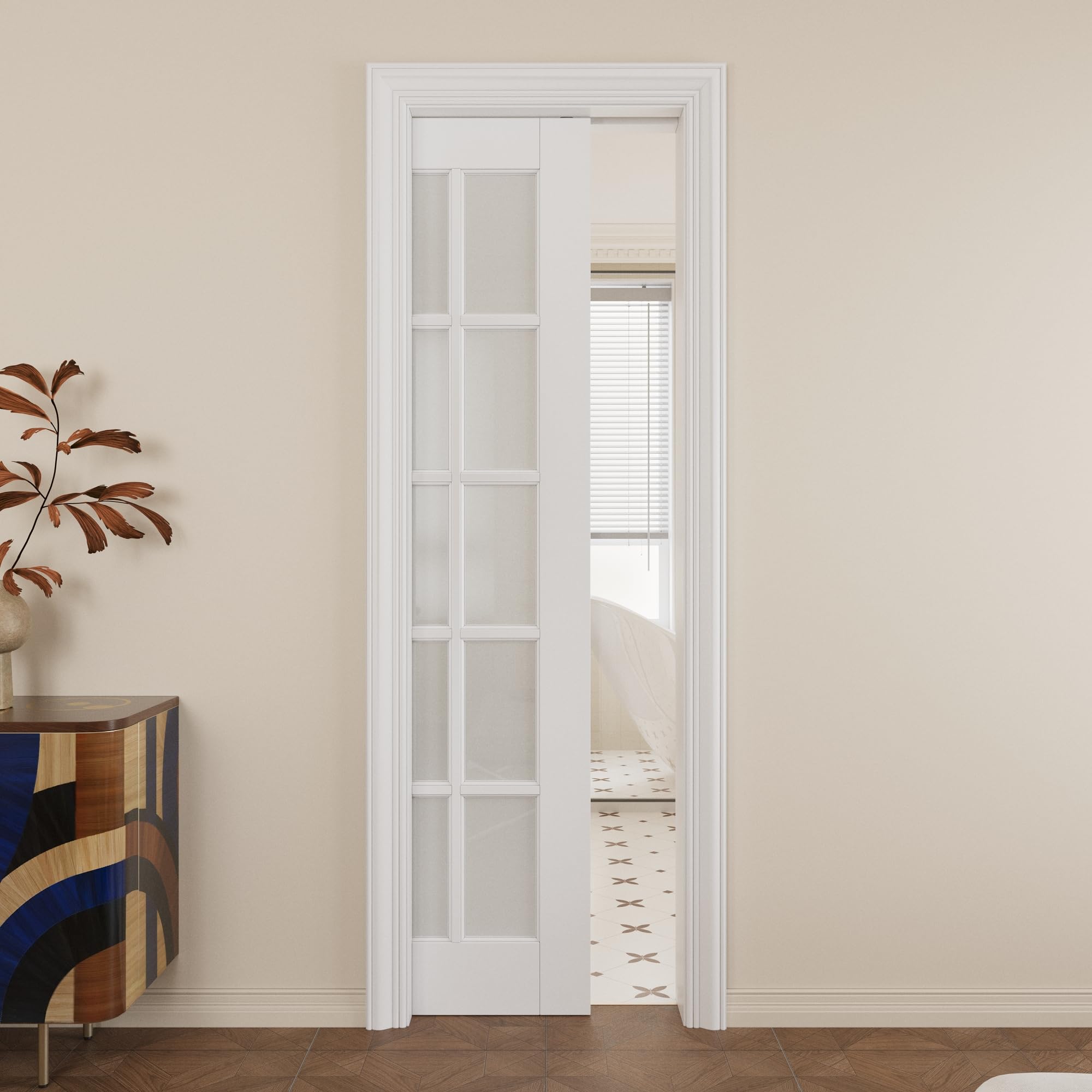 Pocket Door,10-Lite Frosted Glass Doors,Solid Door,24x80 Door