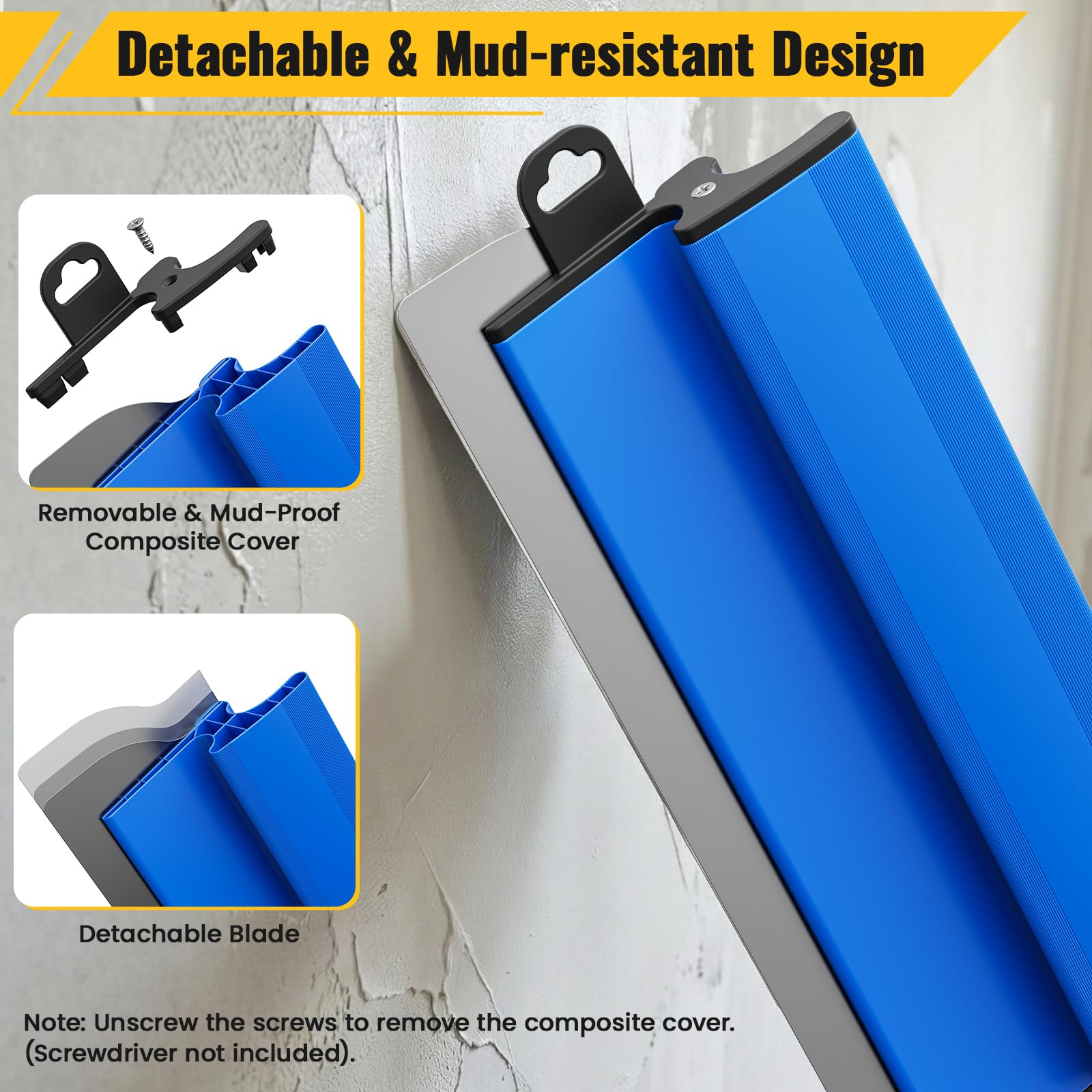 Set spatole 40 cm lama lisciante acciaio inox 0,45 mm manico ergonomico 34,5 cm per cartongesso intonaco stucco