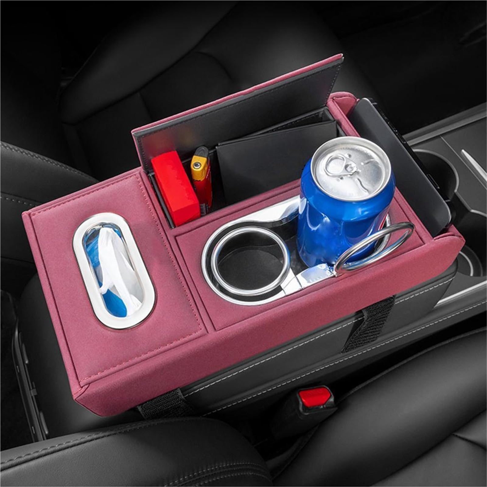 Middenconsole-pad Organizer Konsoli Środkowej Wodoodporny Organizer Ze Skóry PU Organizer Do Przechowywania W Konsoli Środkowej Podkładka Podwyższająca Do Schowka(Black)