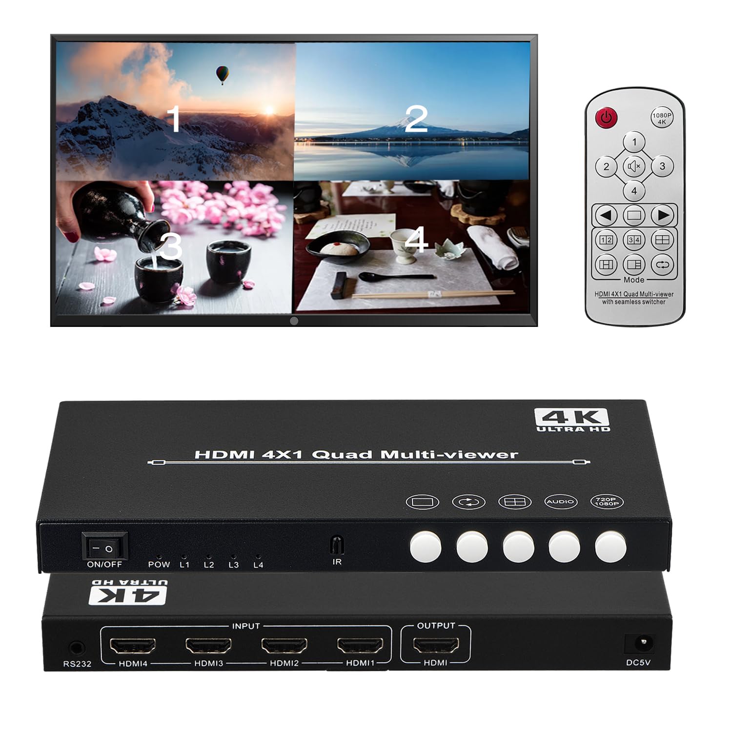 4画面分割マルチビューワー Amazon | ELEVIEW HDMI 画面分割切替器 マルチビューワー 4入力1
