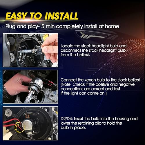 Miniatura 6 de TECTICO D2S - Bombillas de xenón HID para faros delanteros, 35 W, 8000 K, luz blanca fría, faros altos y bajos, bombillas de repuesto automotrices,