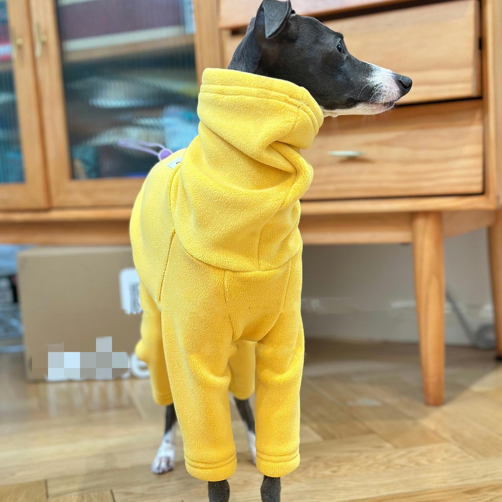 Ropa para Galgos, Abrigos cálidos de Invierno para Perros, Chaqueta de Lana Mediana Ajustable para Perros, Abrigo para Clima frío con Cuello Alto, Traje de Nieve para Perros de Cuerpo Completo