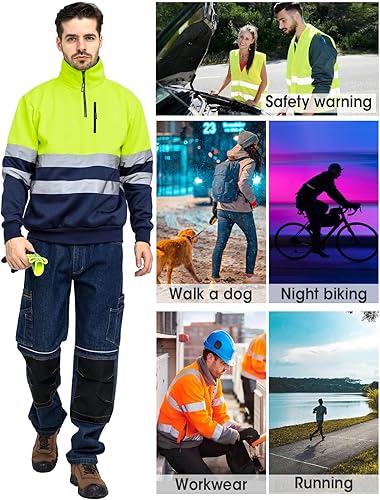 Miniatura 6 de WORK IDEA - Sudadera reflectante de seguridad de alta visibilidad para hombres ASIN clase 2 Hi Vis 14 cremallera ropa de trabajo